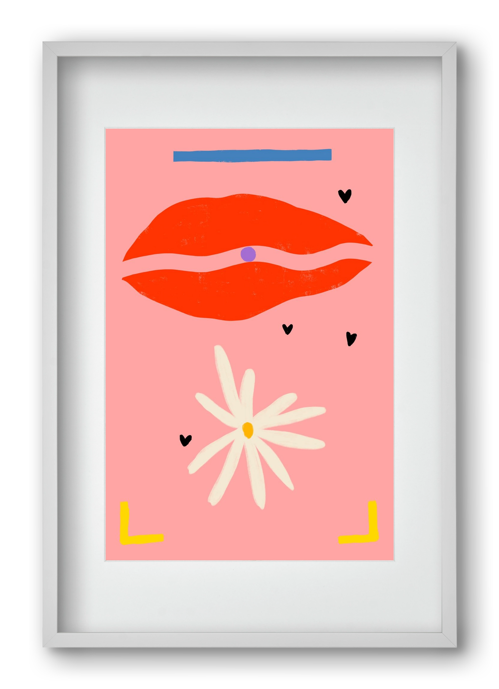 PEARL AND DAISY, 40x60 cm (30x45 cm), Fehér keret, paszpartuval