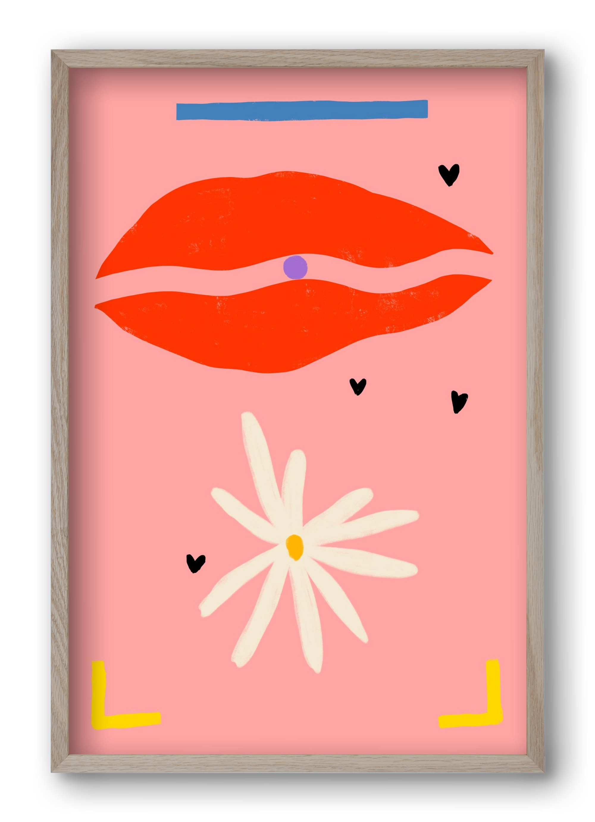 PEARL AND DAISY, 40x60 cm (40x60 cm), Tölgy keret