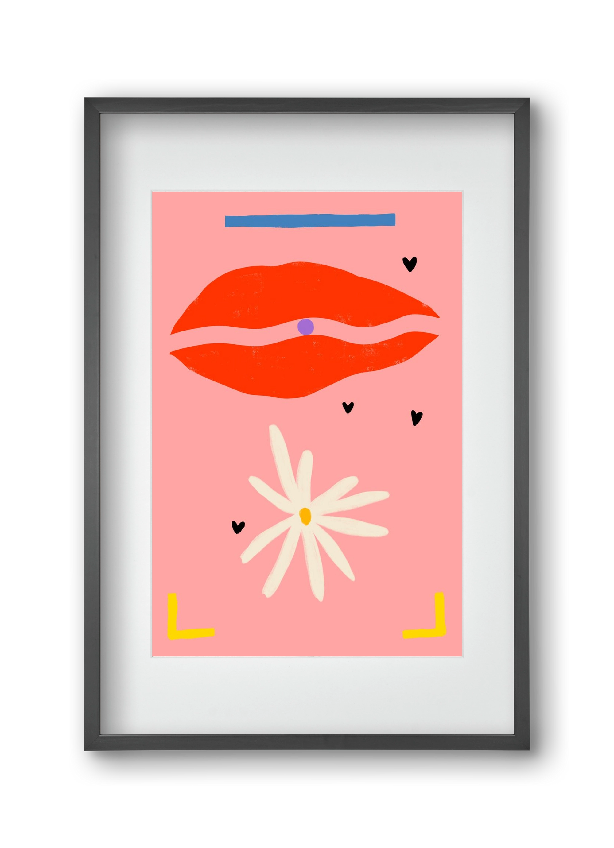 PEARL AND DAISY, 30x45 cm (20x30 cm), Fekete keret, paszpartuval