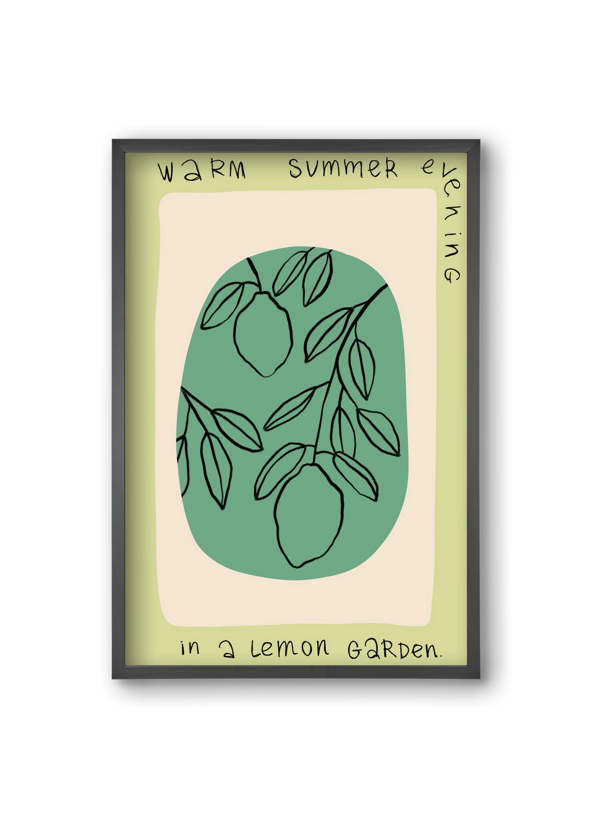 WARM SUMMER EVENING IN A LEMON GARDEN, 20x30 cm (20x30 cm), Fekete keret