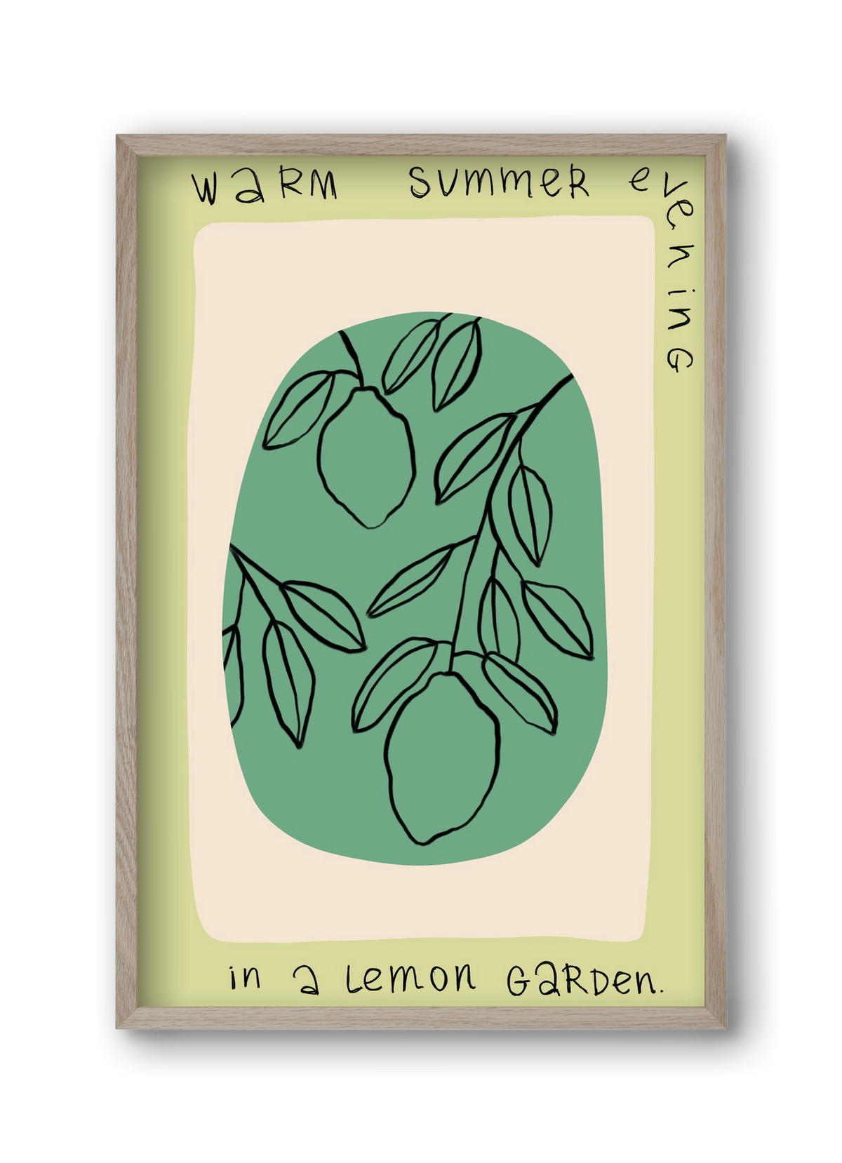 WARM SUMMER EVENING IN A LEMON GARDEN, 30x45 cm (30x45 cm), Tölgy keret