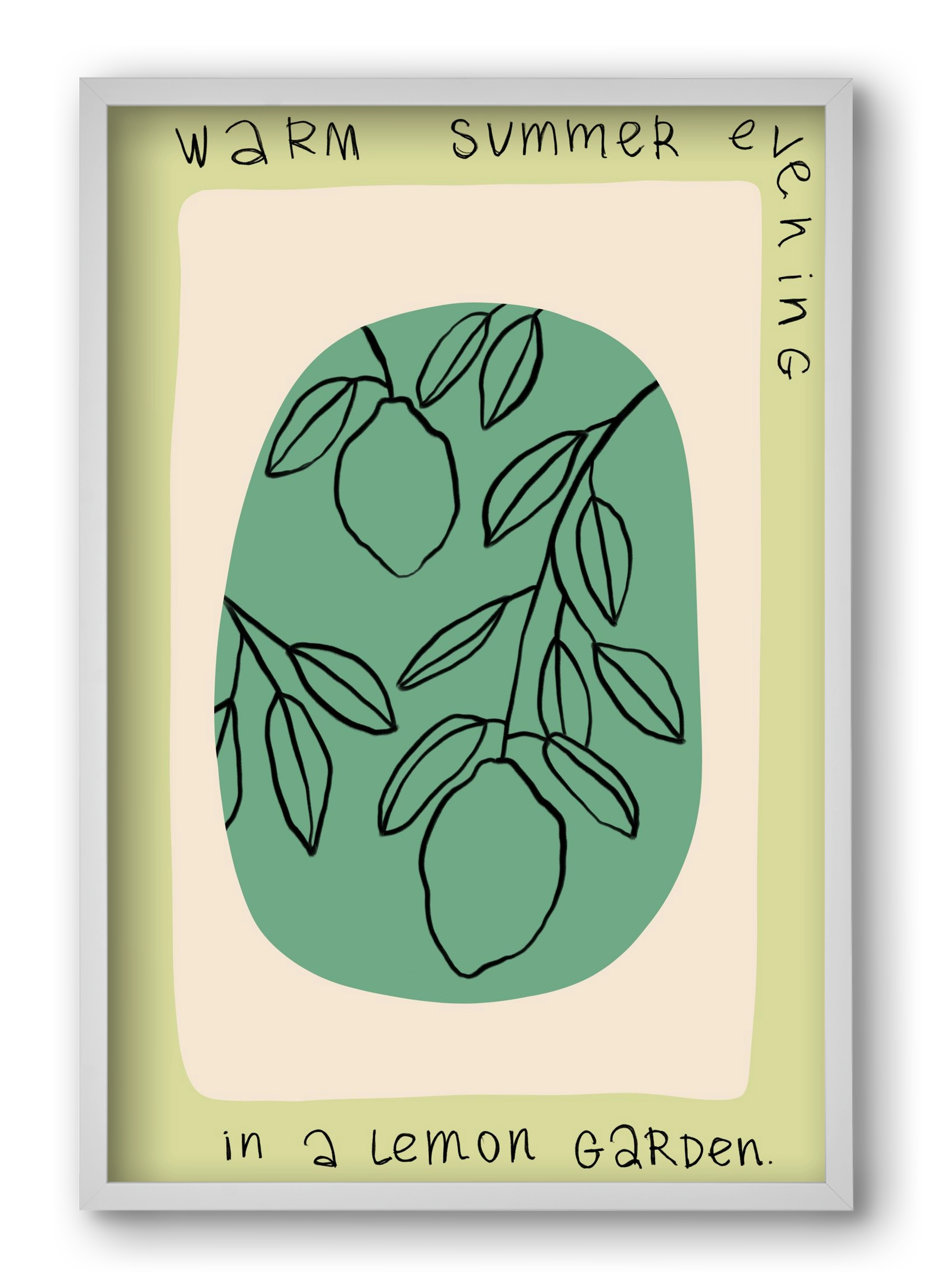 WARM SUMMER EVENING IN A LEMON GARDEN, 40x60 cm (40x60 cm), Fehér keret