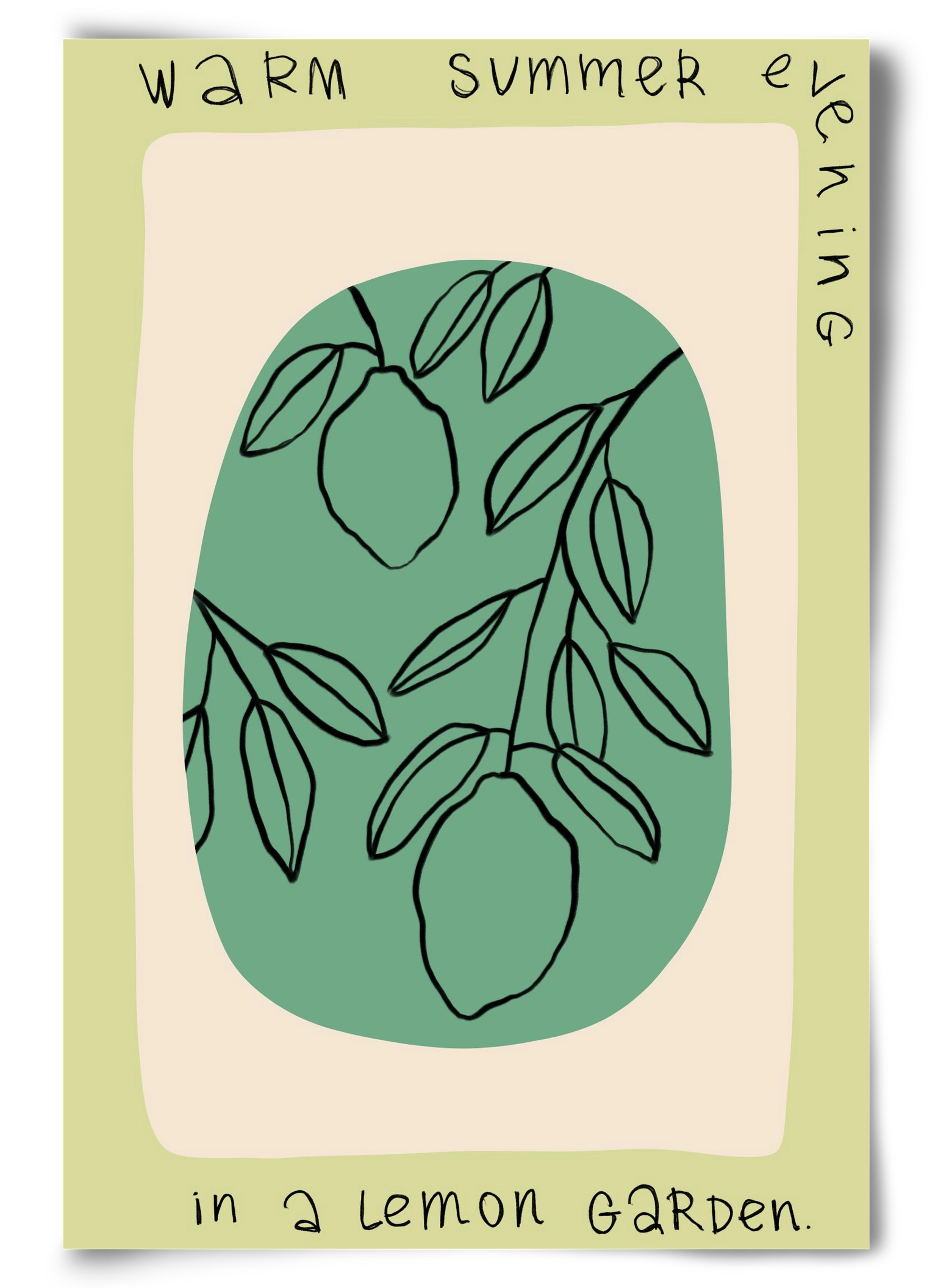 WARM SUMMER EVENING IN A LEMON GARDEN, 60x90 cm, Keret nélkül