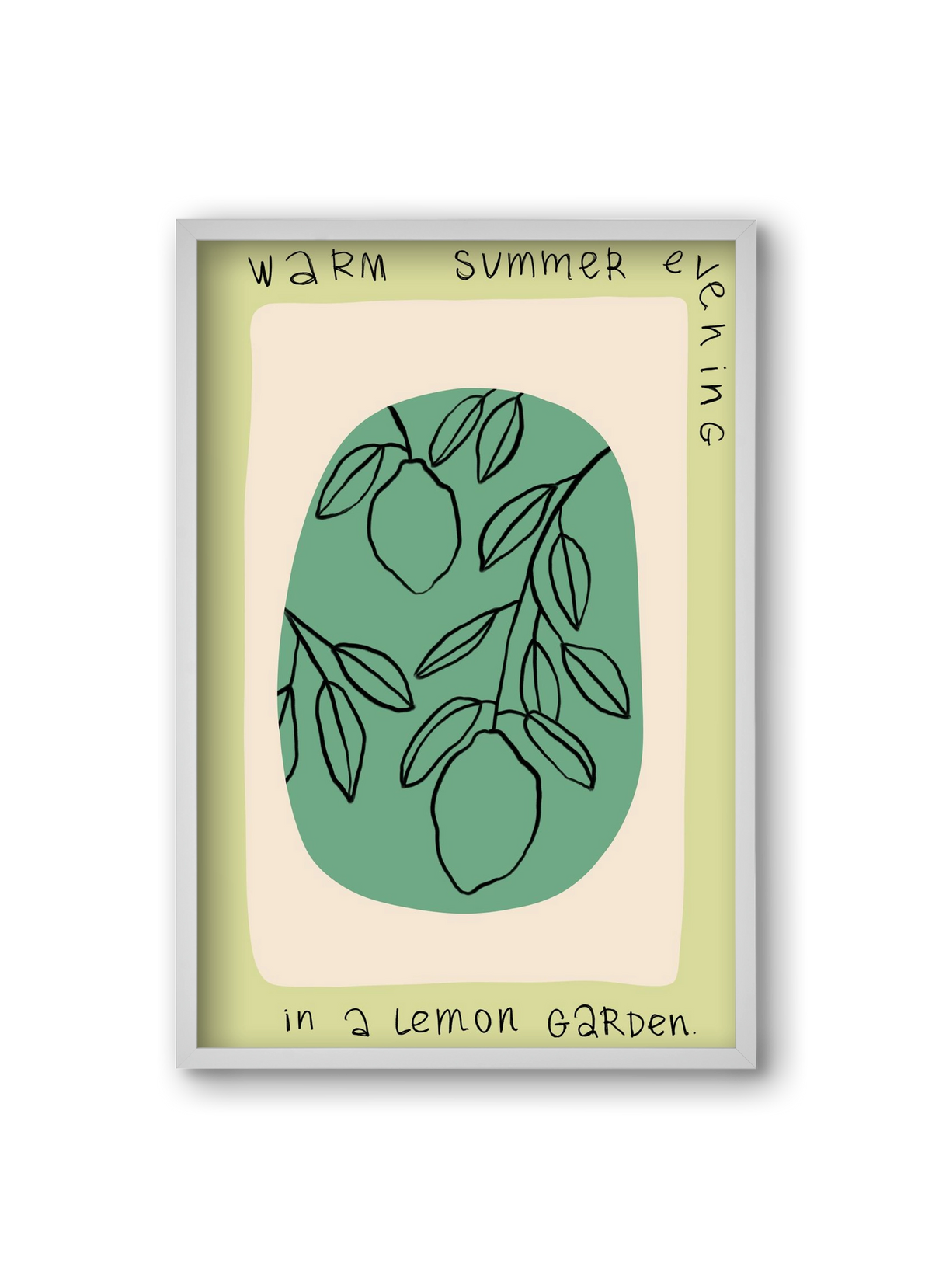 WARM SUMMER EVENING IN A LEMON GARDEN, 20x30 cm (20x30 cm), Fehér keret