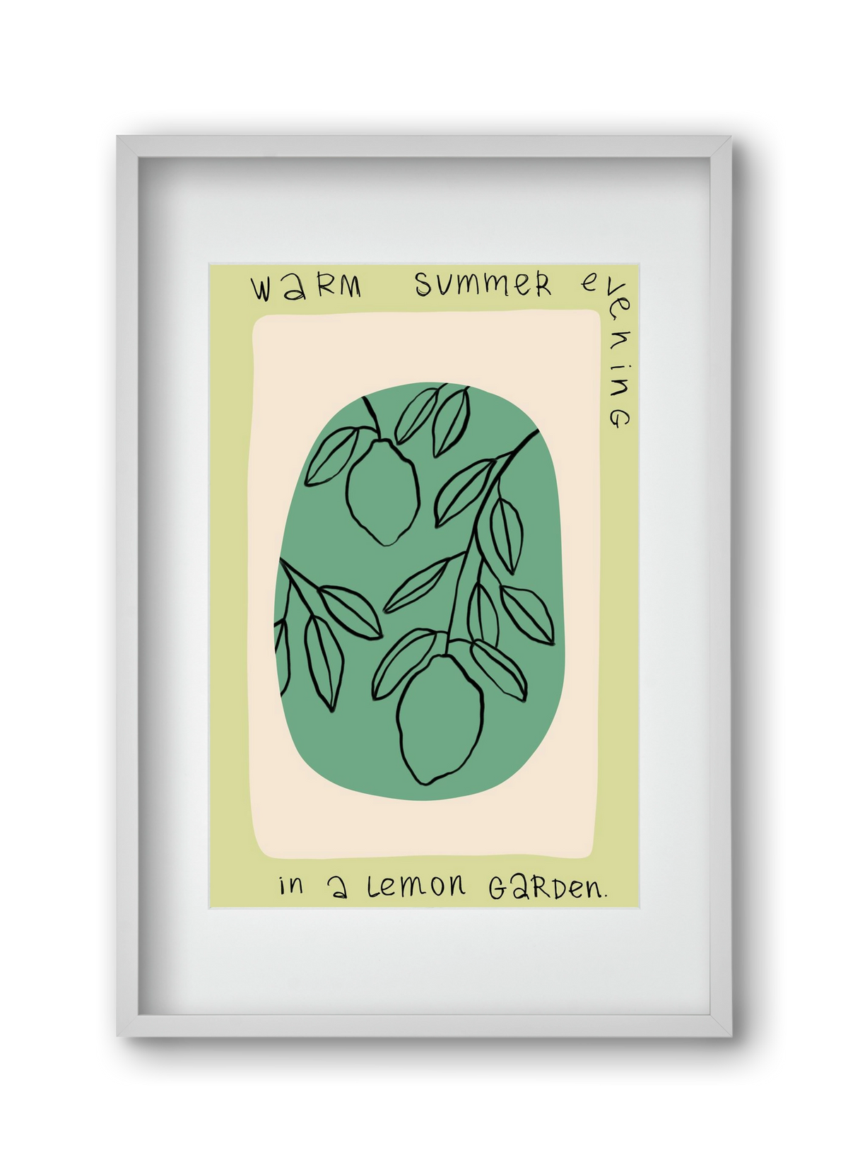 WARM SUMMER EVENING IN A LEMON GARDEN, 30x45 cm (20x30 cm), Fehér keret, paszpartuval