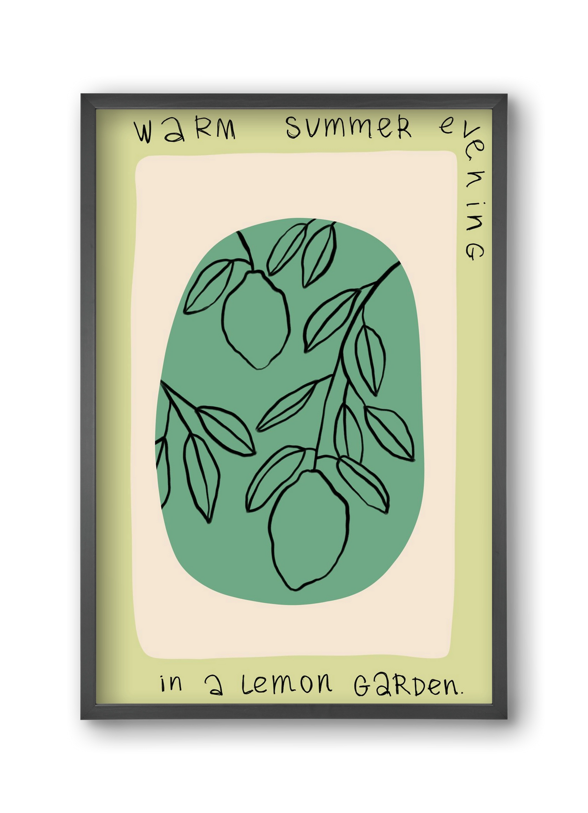 WARM SUMMER EVENING IN A LEMON GARDEN, 30x45 cm (30x45 cm), Fekete keret