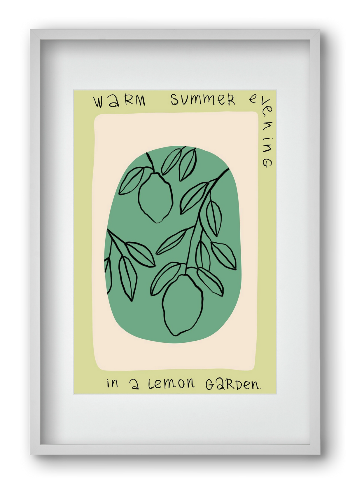 WARM SUMMER EVENING IN A LEMON GARDEN, 40x60 cm (30x45 cm), Fehér keret, paszpartuval