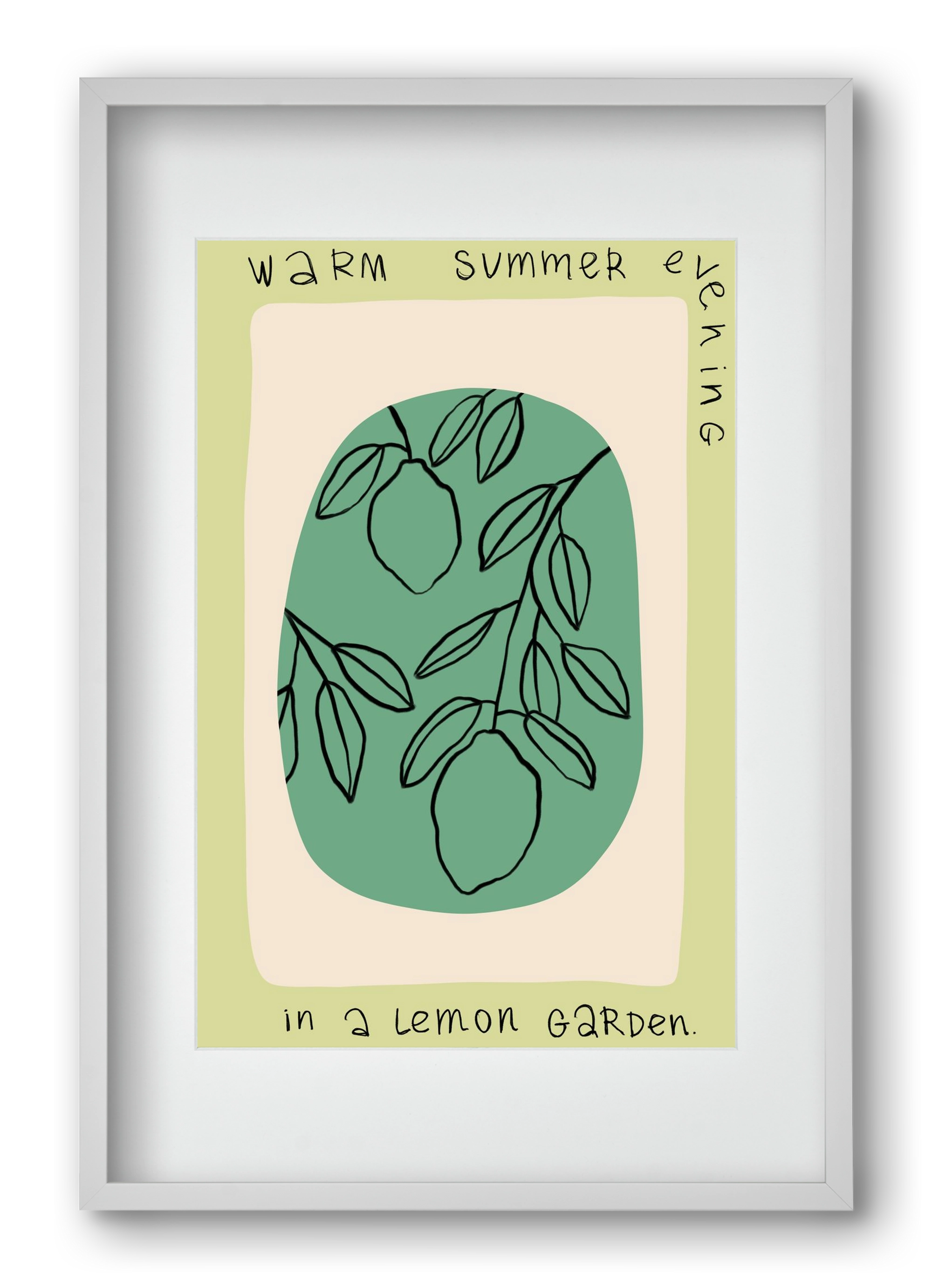 WARM SUMMER EVENING IN A LEMON GARDEN, 40x60 cm (30x45 cm), Fehér keret, paszpartuval