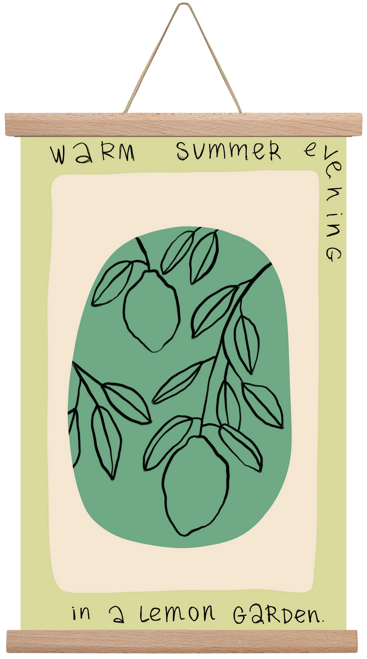 WARM SUMMER EVENING IN A LEMON GARDEN, 30x45 cm (30x45 cm), Tölgy akasztó
