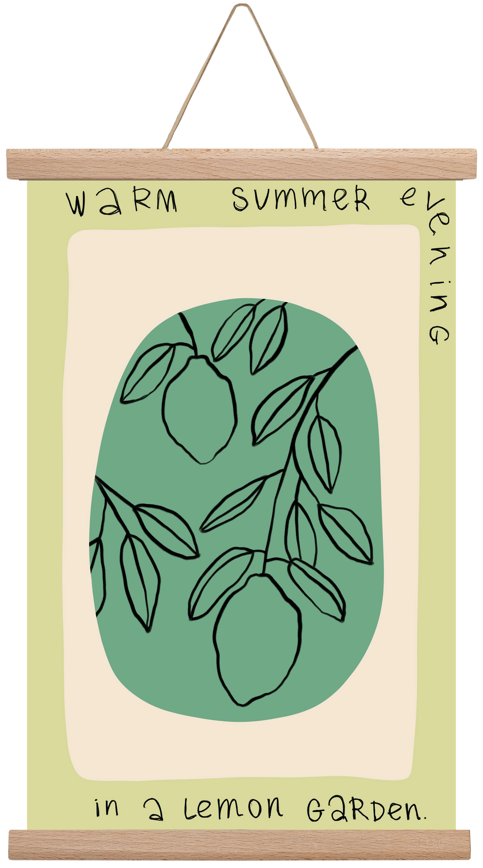 WARM SUMMER EVENING IN A LEMON GARDEN, 30x45 cm (30x45 cm), Tölgy akasztó