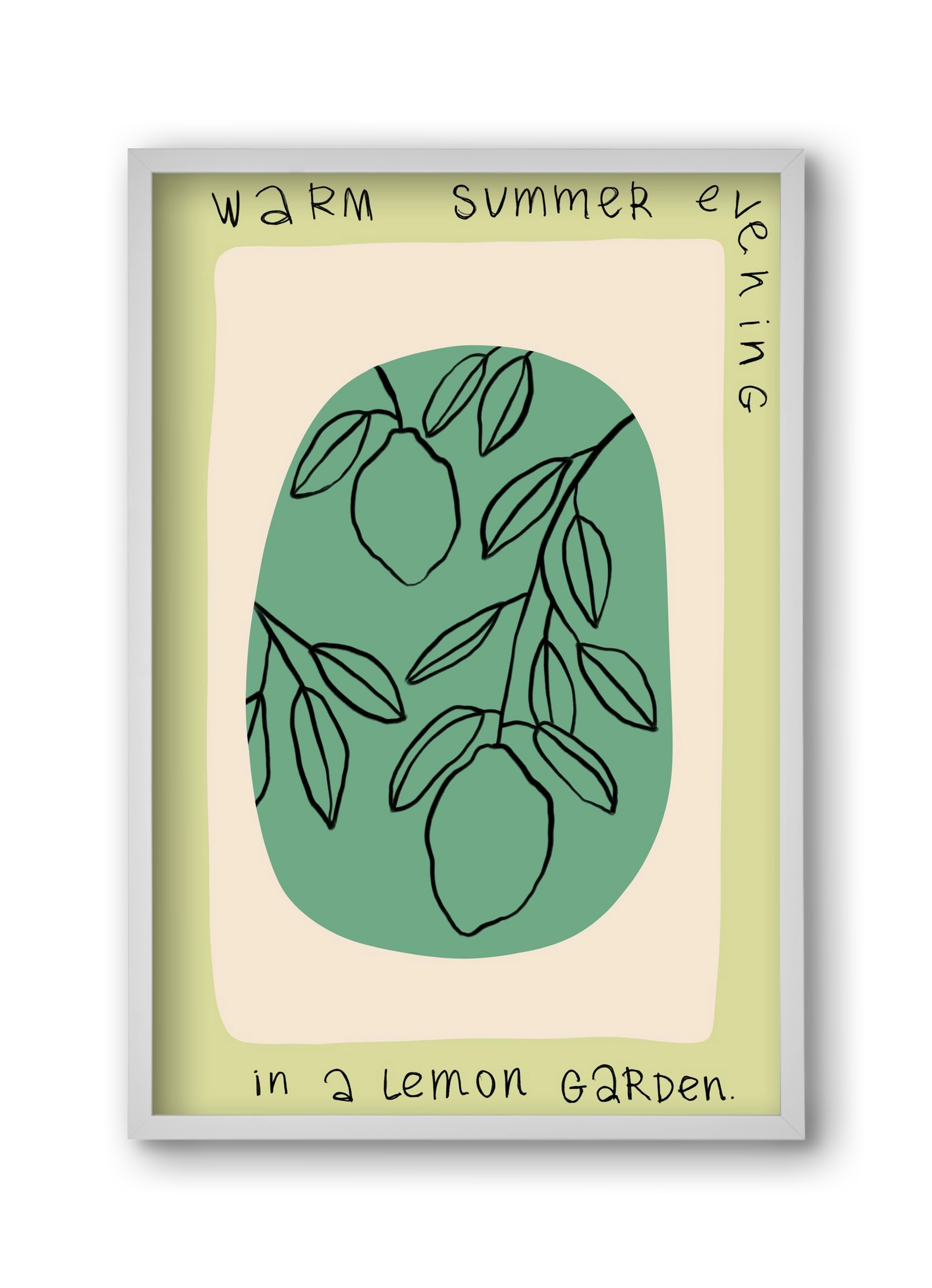 WARM SUMMER EVENING IN A LEMON GARDEN, 30x45 cm (30x45 cm), Fehér keret