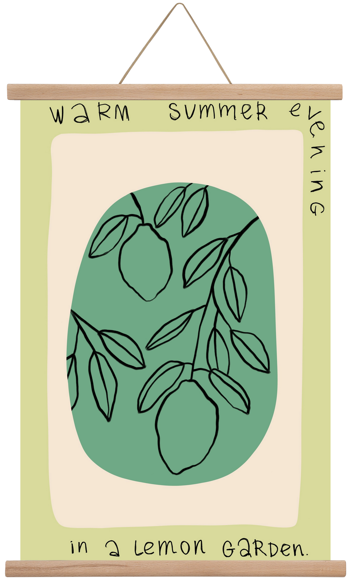 WARM SUMMER EVENING IN A LEMON GARDEN, 40x60 cm (40x60 cm), Tölgy akasztó