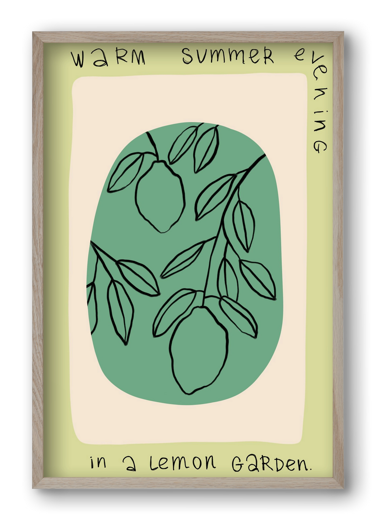 WARM SUMMER EVENING IN A LEMON GARDEN, 40x60 cm (40x60 cm), Tölgy keret