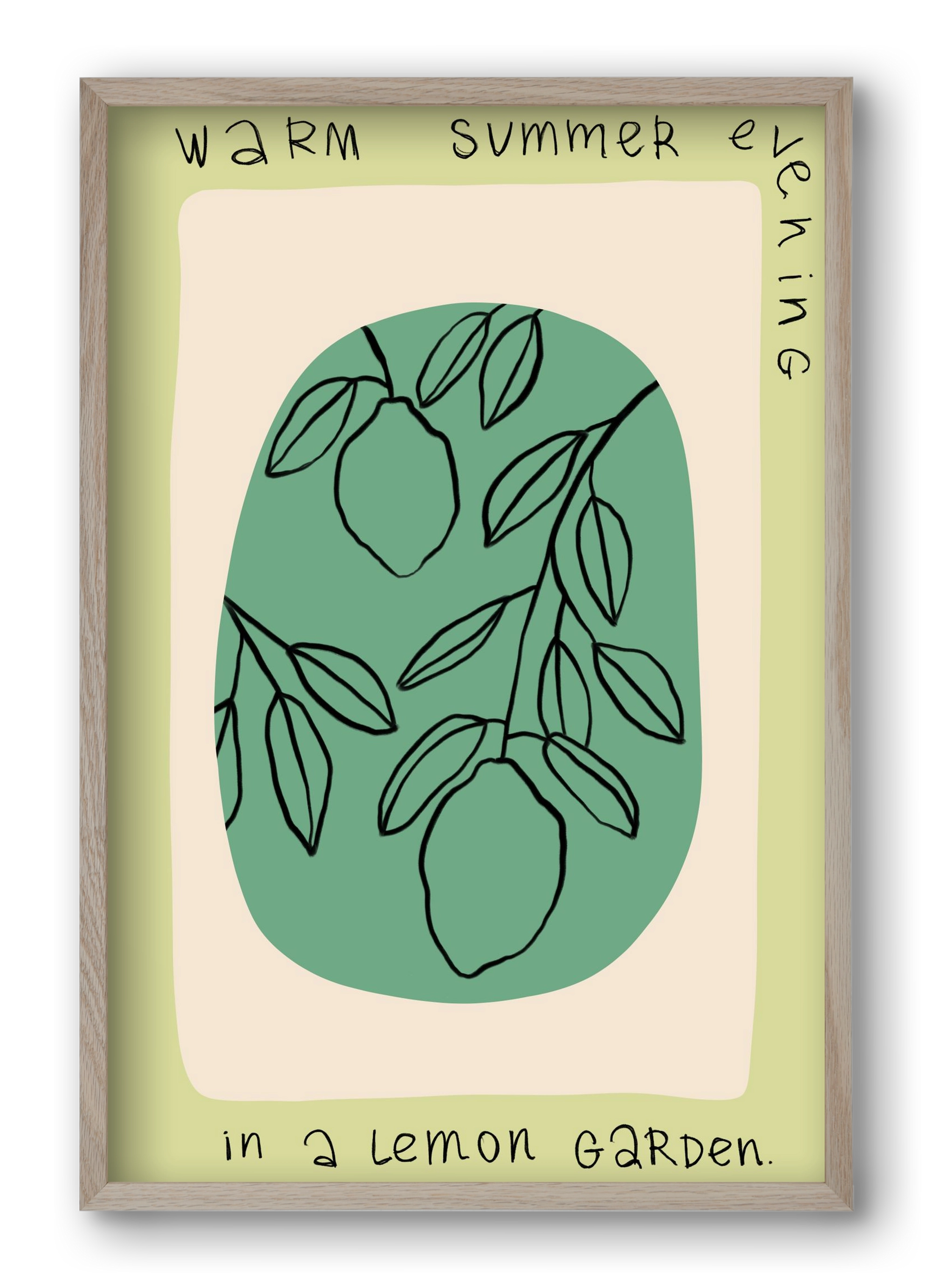 WARM SUMMER EVENING IN A LEMON GARDEN, 40x60 cm (40x60 cm), Tölgy keret