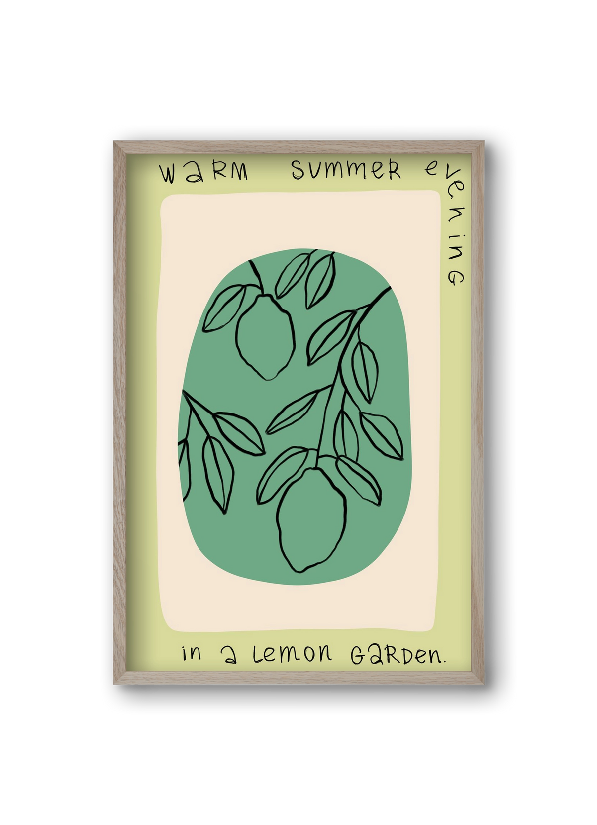 WARM SUMMER EVENING IN A LEMON GARDEN, 20x30 cm (20x30 cm), Tölgy keret