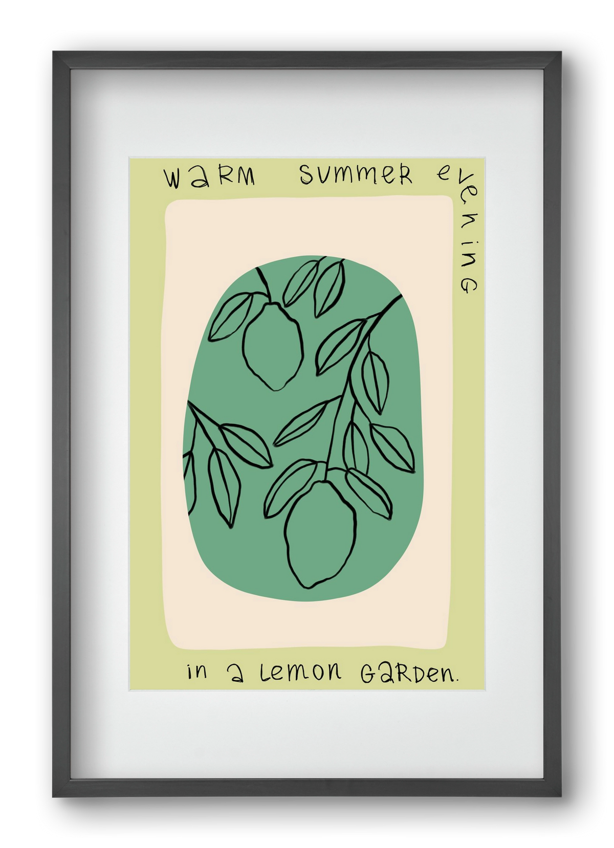 WARM SUMMER EVENING IN A LEMON GARDEN, 40x60 cm (30x45 cm), Fekete keret, paszpartuval