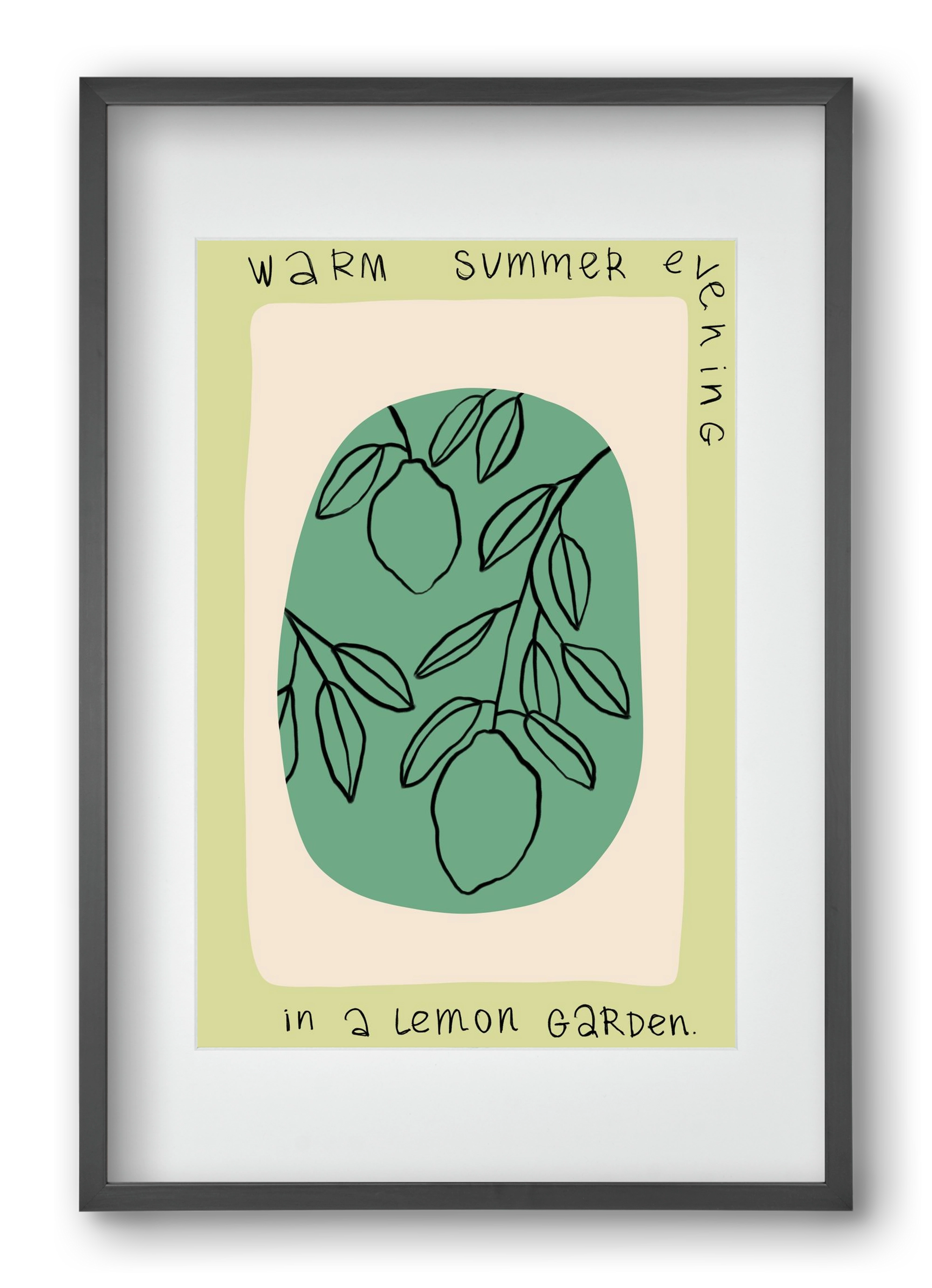 WARM SUMMER EVENING IN A LEMON GARDEN, 40x60 cm (30x45 cm), Fekete keret, paszpartuval