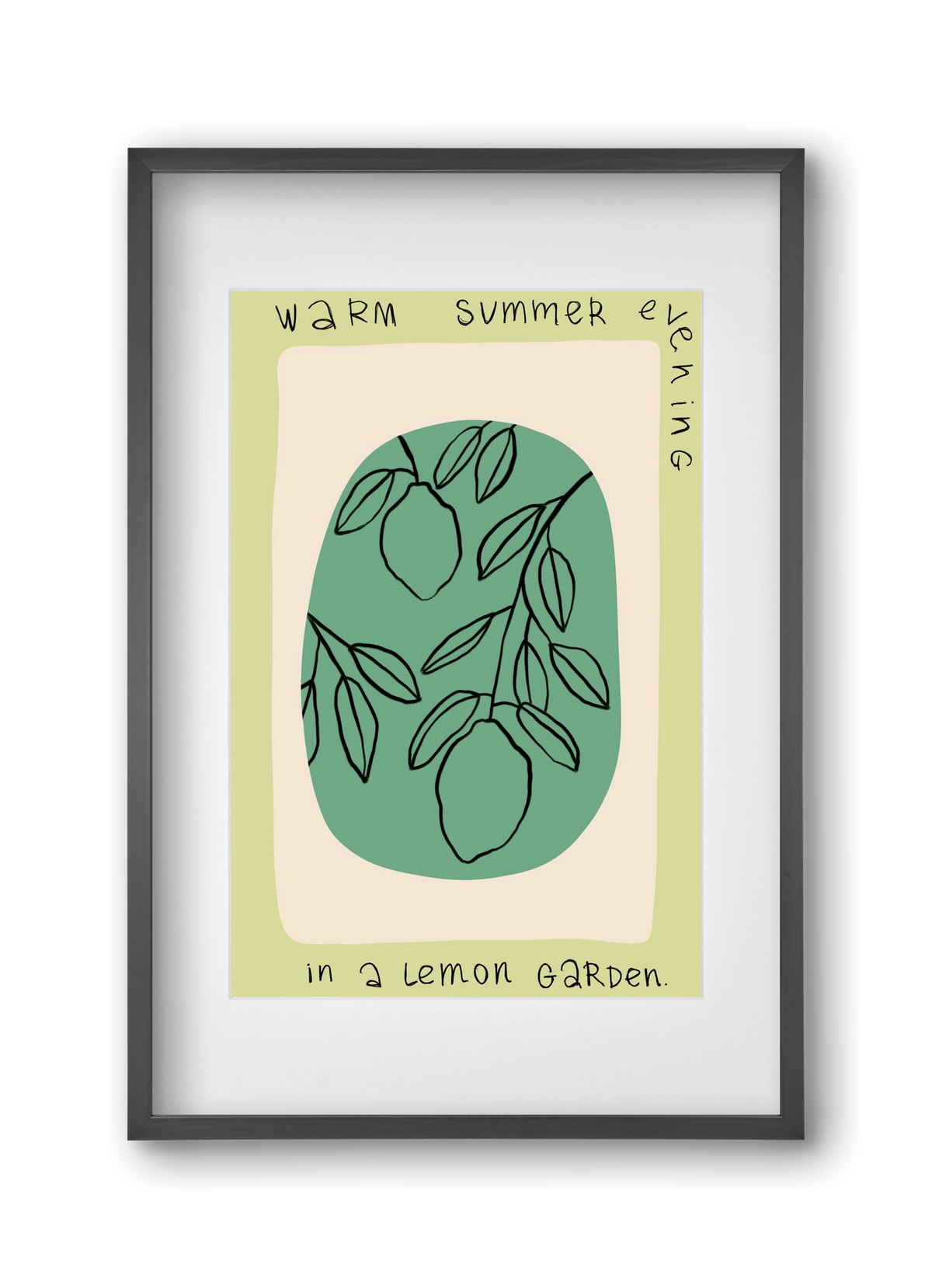 WARM SUMMER EVENING IN A LEMON GARDEN, 30x45 cm (20x30 cm), Fekete keret, paszpartuval
