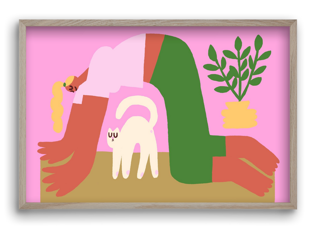 Yoga Cat, 60x40 cm (60x40 cm), Tölgy keret