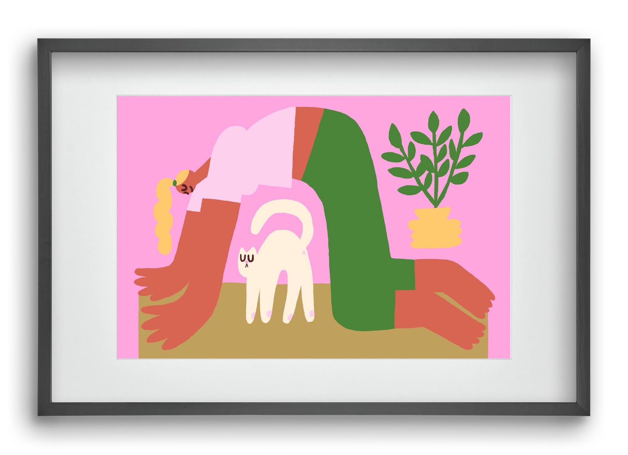 Yoga Cat, 60x40 cm (45x30 cm), Fekete keret, paszpartuval