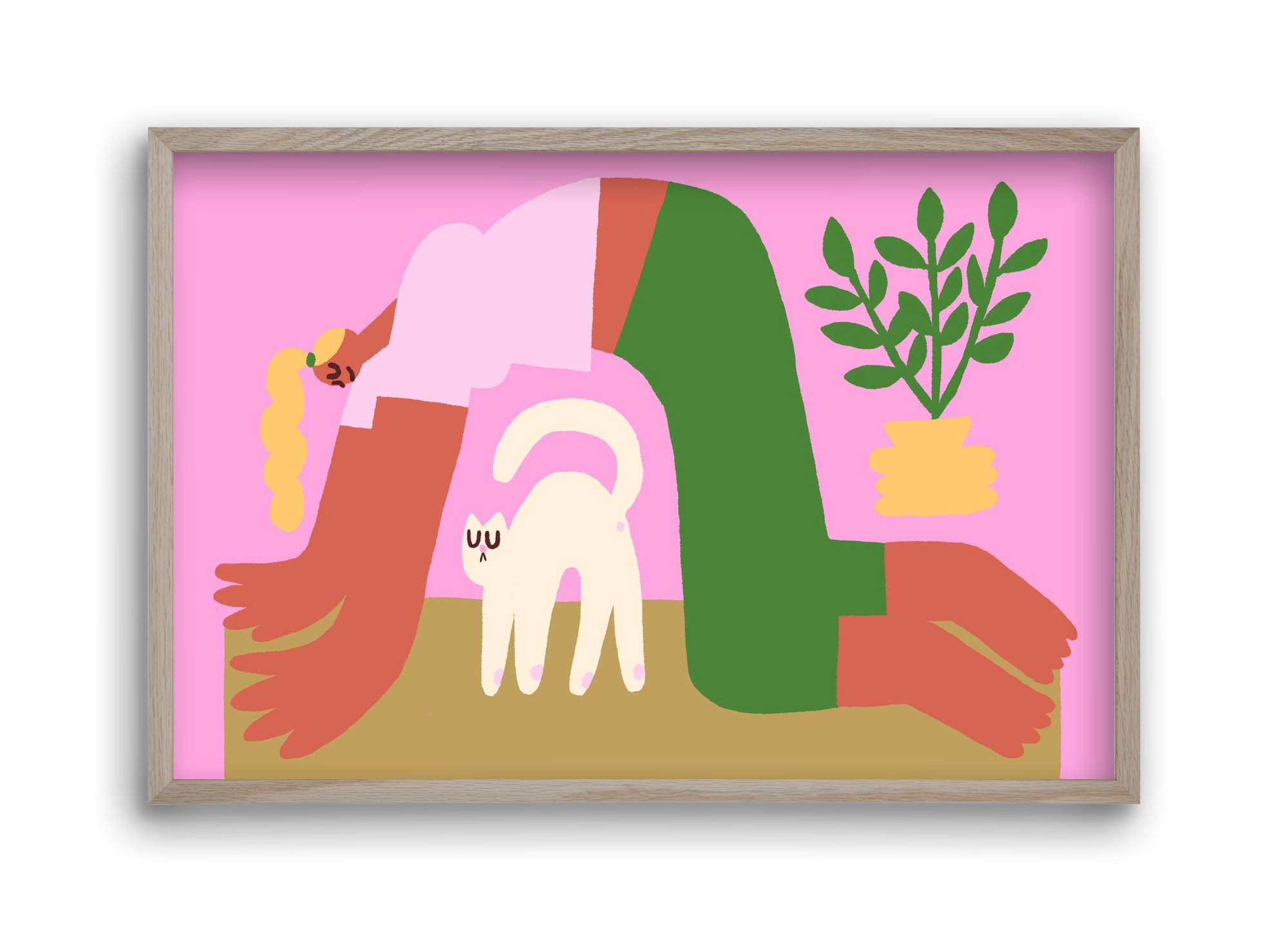 Yoga Cat, 45x30 cm (45x30 cm), Tölgy keret