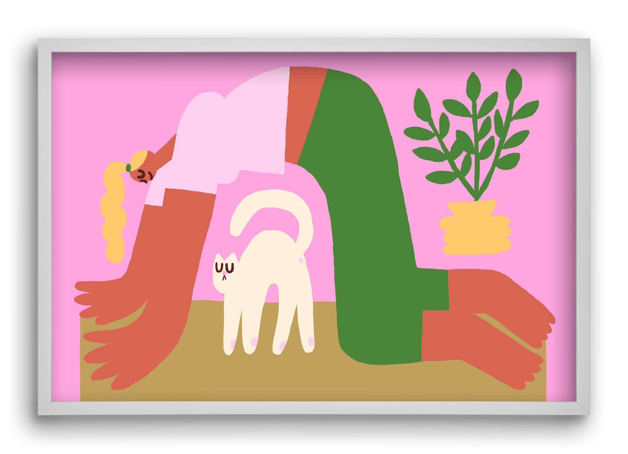 Yoga Cat, 60x40 cm (60x40 cm), Fehér keret