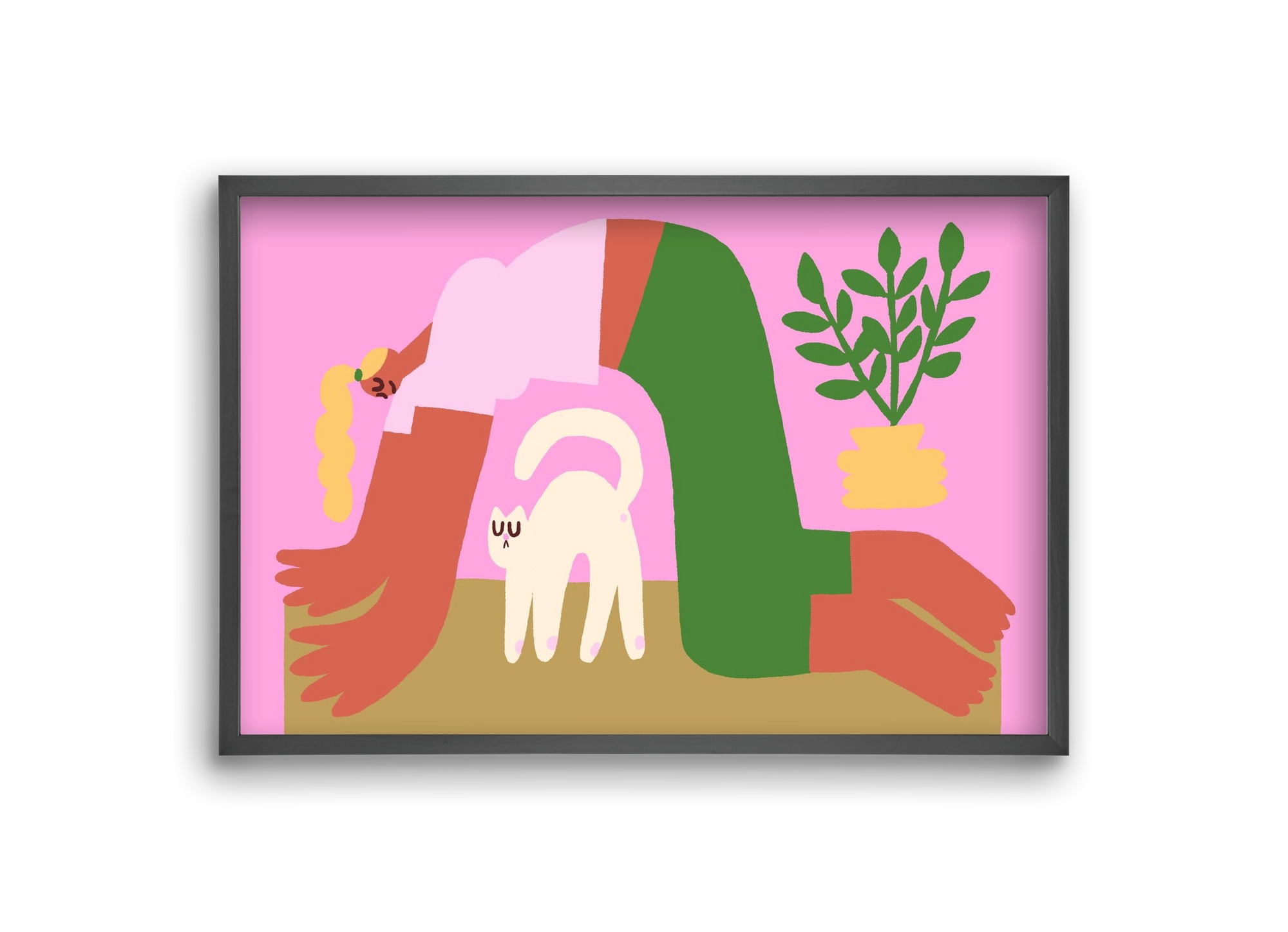 Yoga Cat, 30x20 cm (30x20 cm), Fekete keret