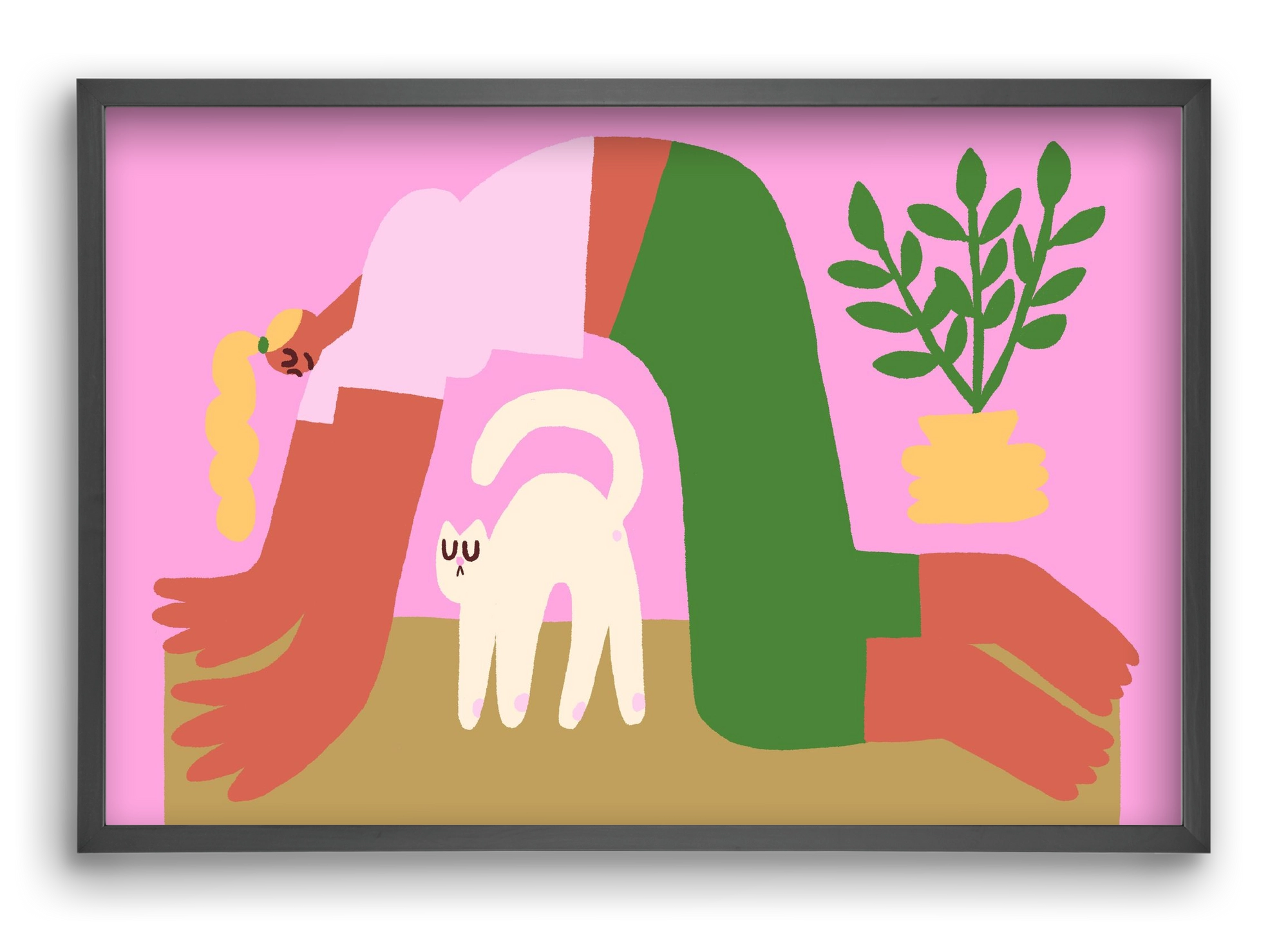 Yoga Cat, 60x40 cm (60x40 cm), Fekete keret