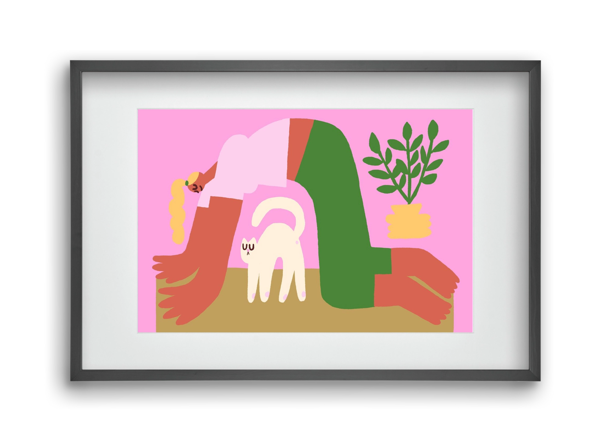 Yoga Cat, 45x30 cm (30x20 cm), Fekete keret, paszpartuval