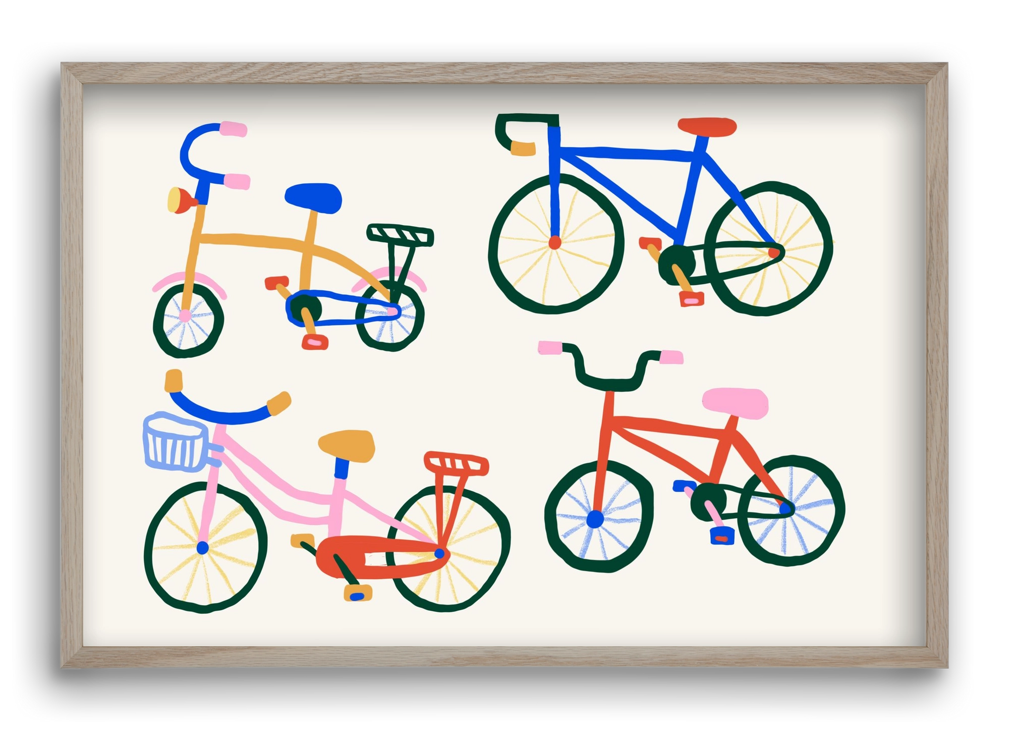 Bikes, 60x40 cm (60x40 cm), Tölgy keret