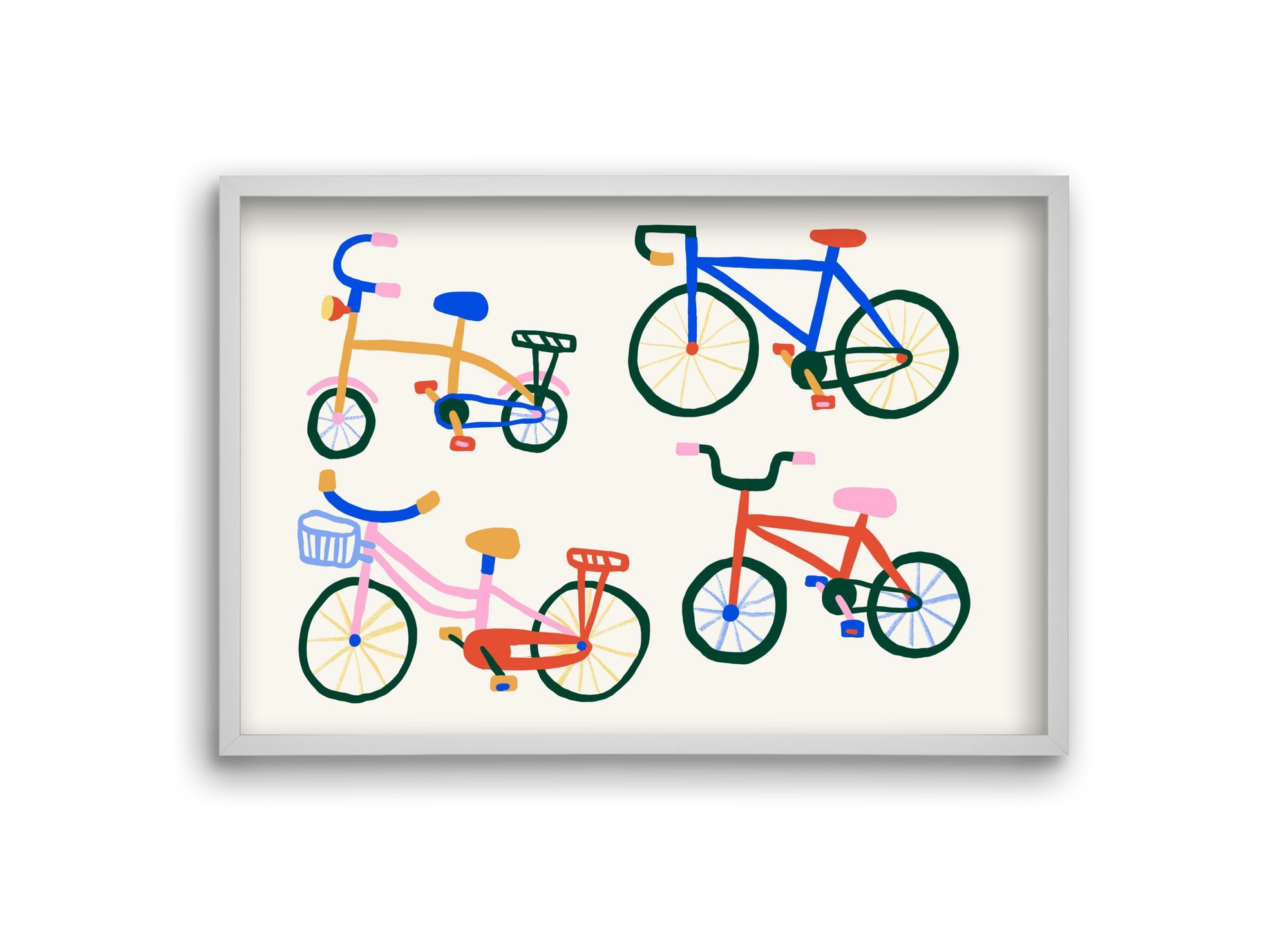 Bikes, 30x20 cm (30x20 cm), Fehér keret
