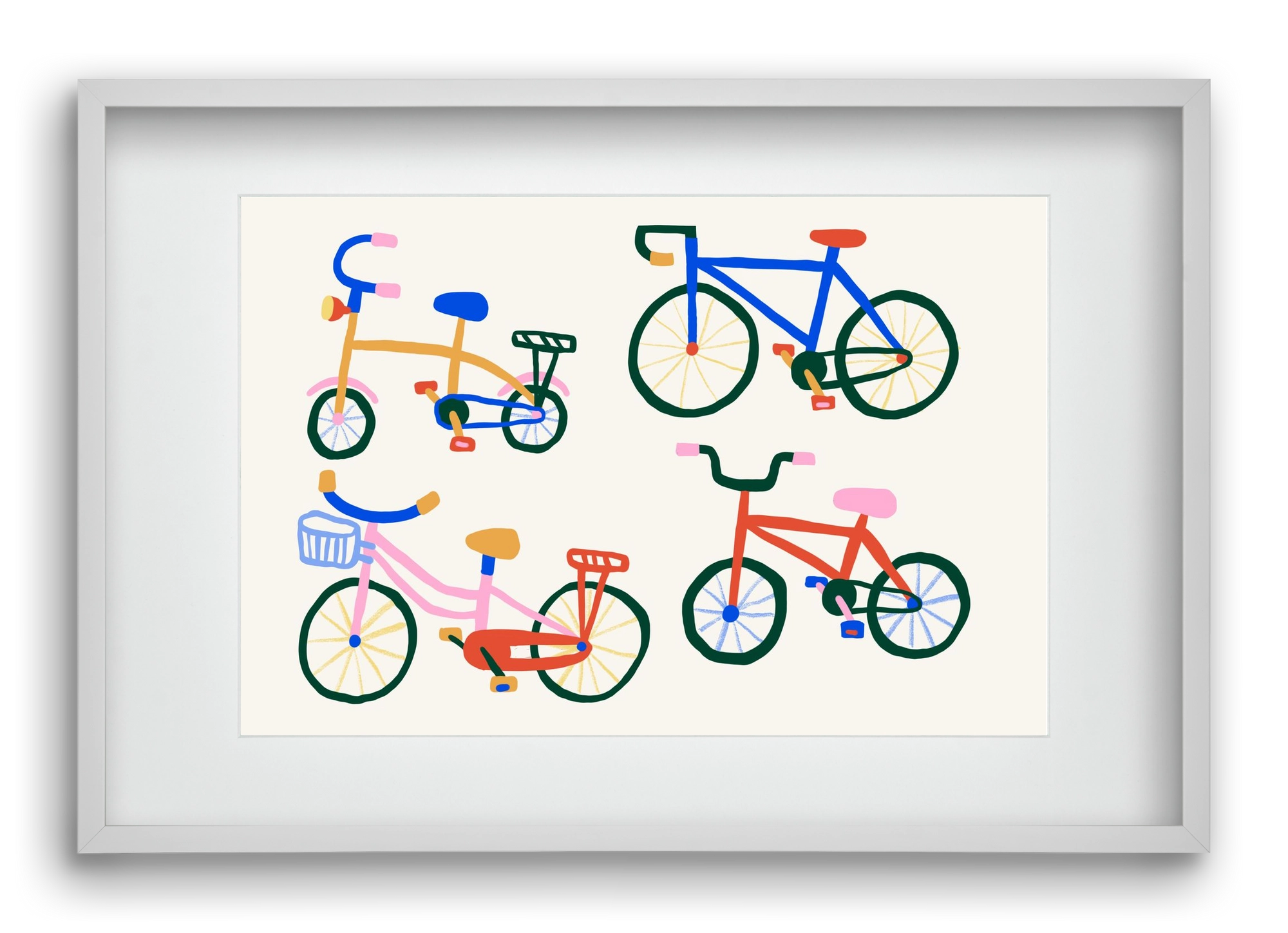 Bikes, 60x40 cm (45x30 cm), Fehér keret, paszpartuval