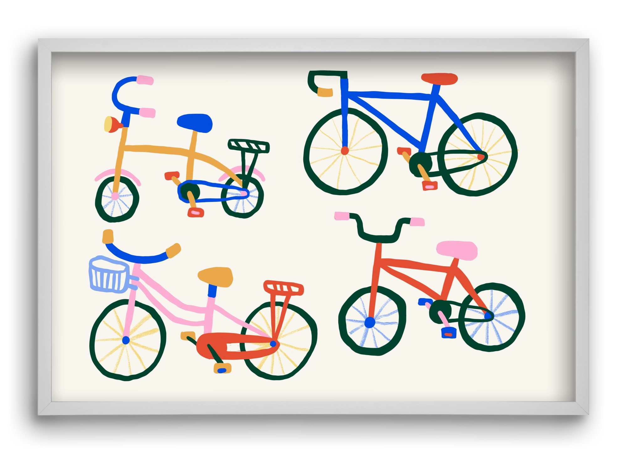 Bikes, 60x40 cm (60x40 cm), Fehér keret