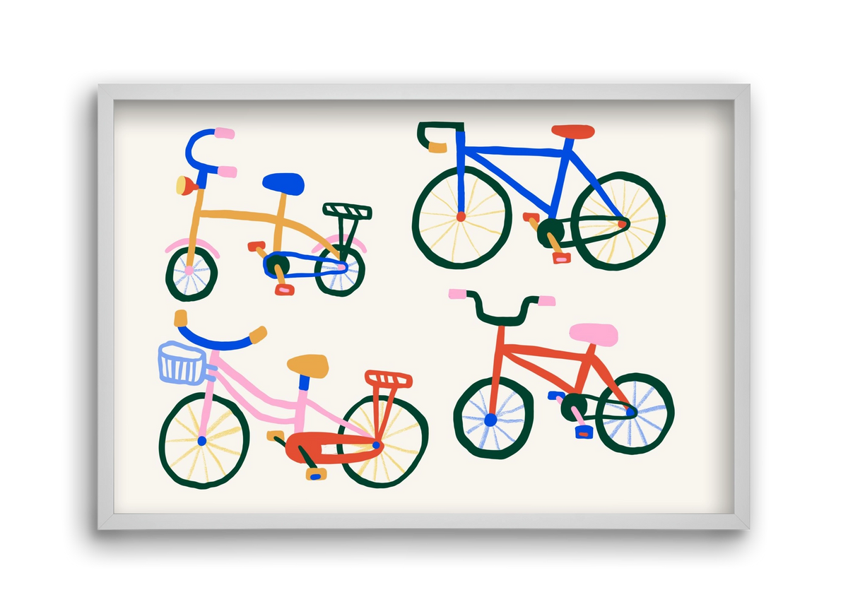 Bikes, 45x30 cm (45x30 cm), Fehér keret