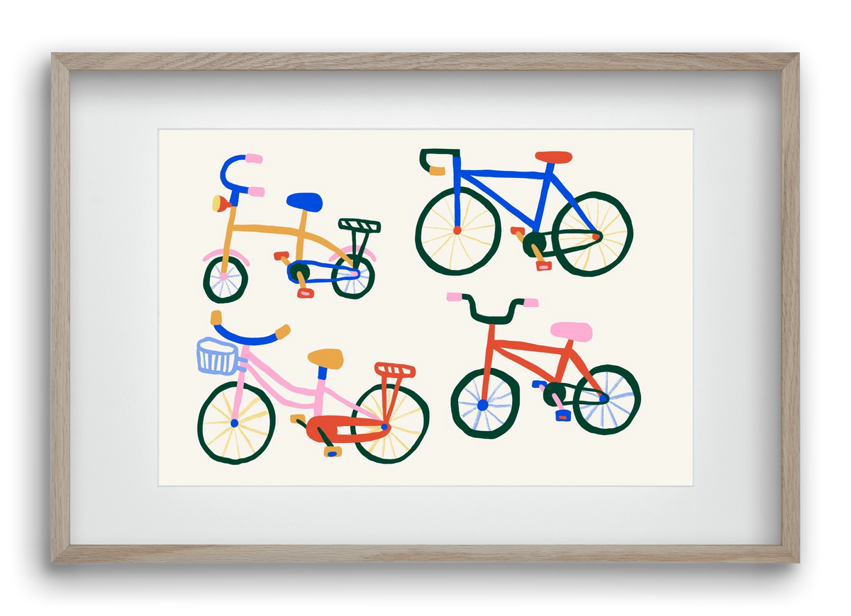 Bikes, 60x40 cm (45x30 cm), Tölgy keret, paszpartuval