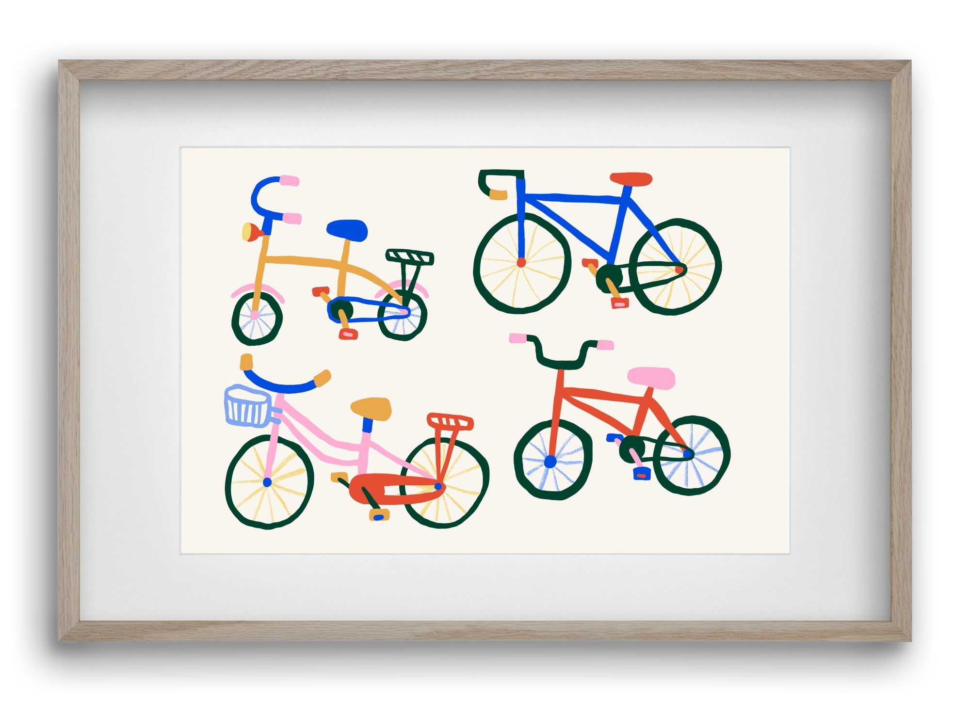 Bikes, 60x40 cm (45x30 cm), Tölgy keret, paszpartuval