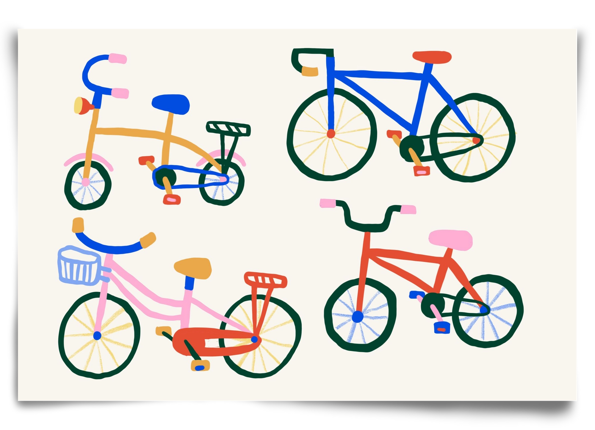 Bikes, 90x60 cm, Keret nélkül
