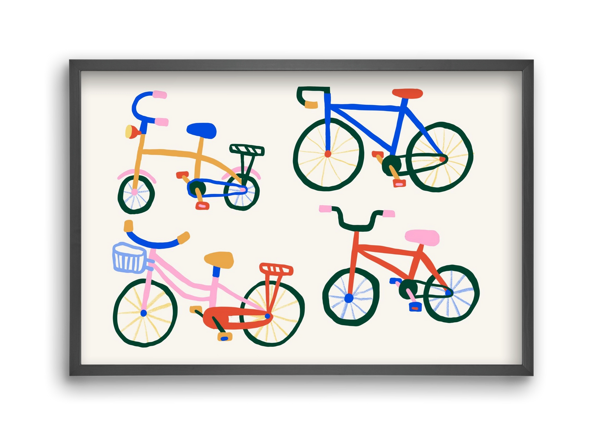 Bikes, 45x30 cm (45x30 cm), Fekete keret