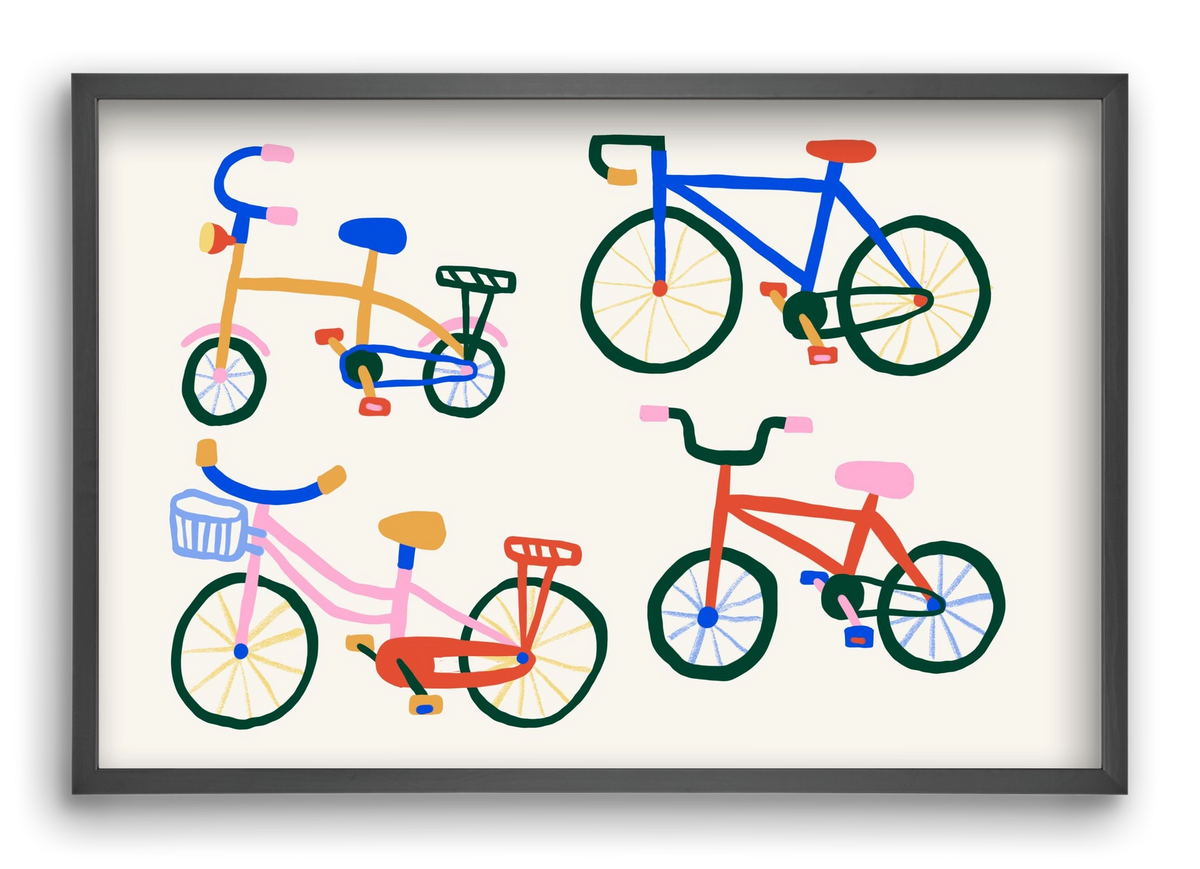 Bikes, 60x40 cm (60x40 cm), Fekete keret