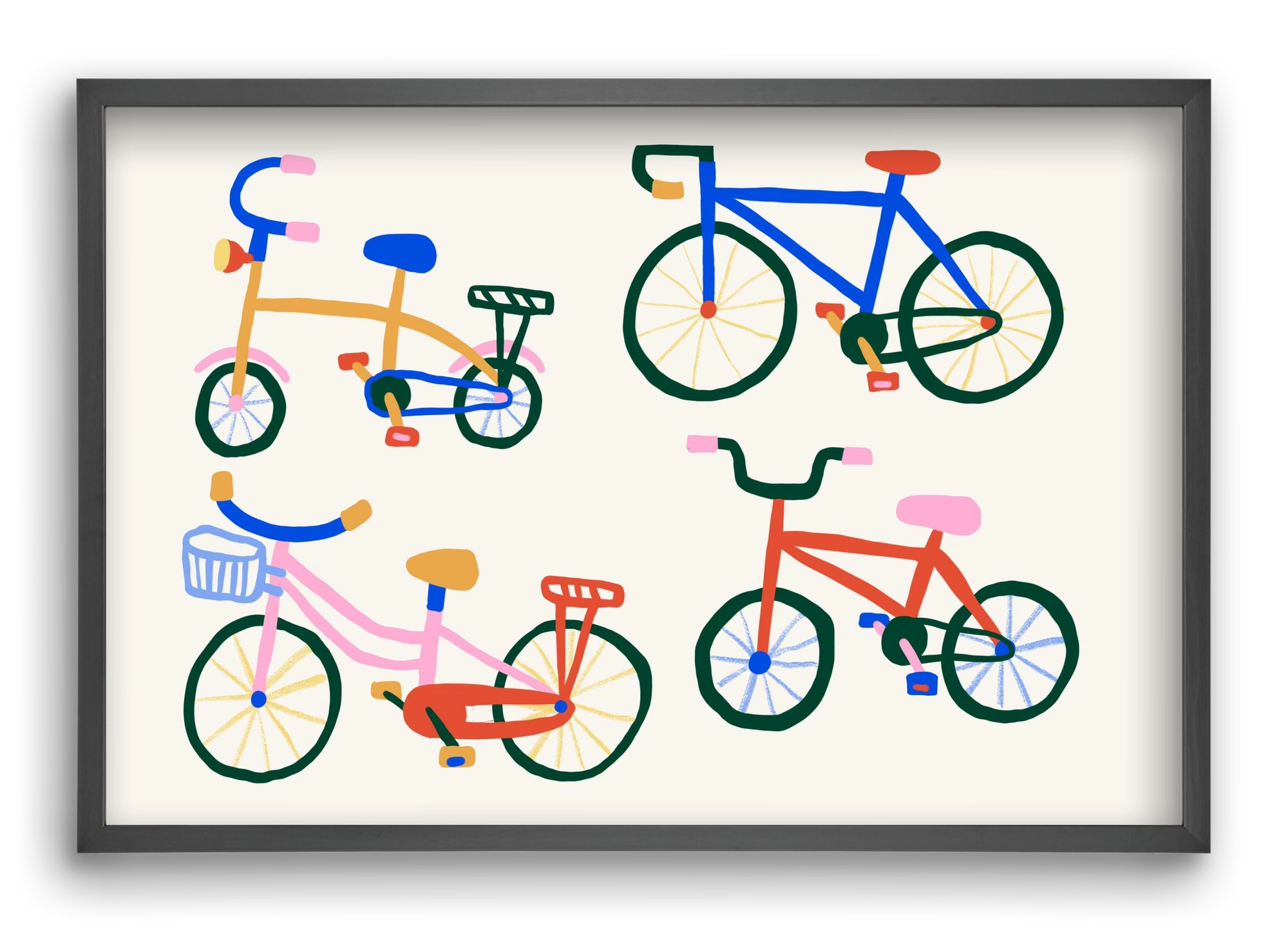 Bikes, 60x40 cm (60x40 cm), Fekete keret