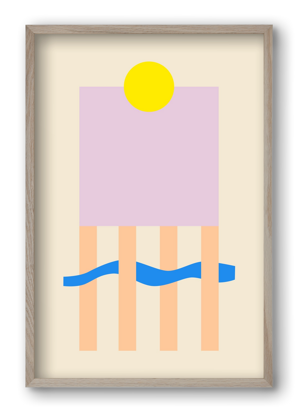 YELLOW AND LILAC, 40x60 cm (40x60 cm), Tölgy keret