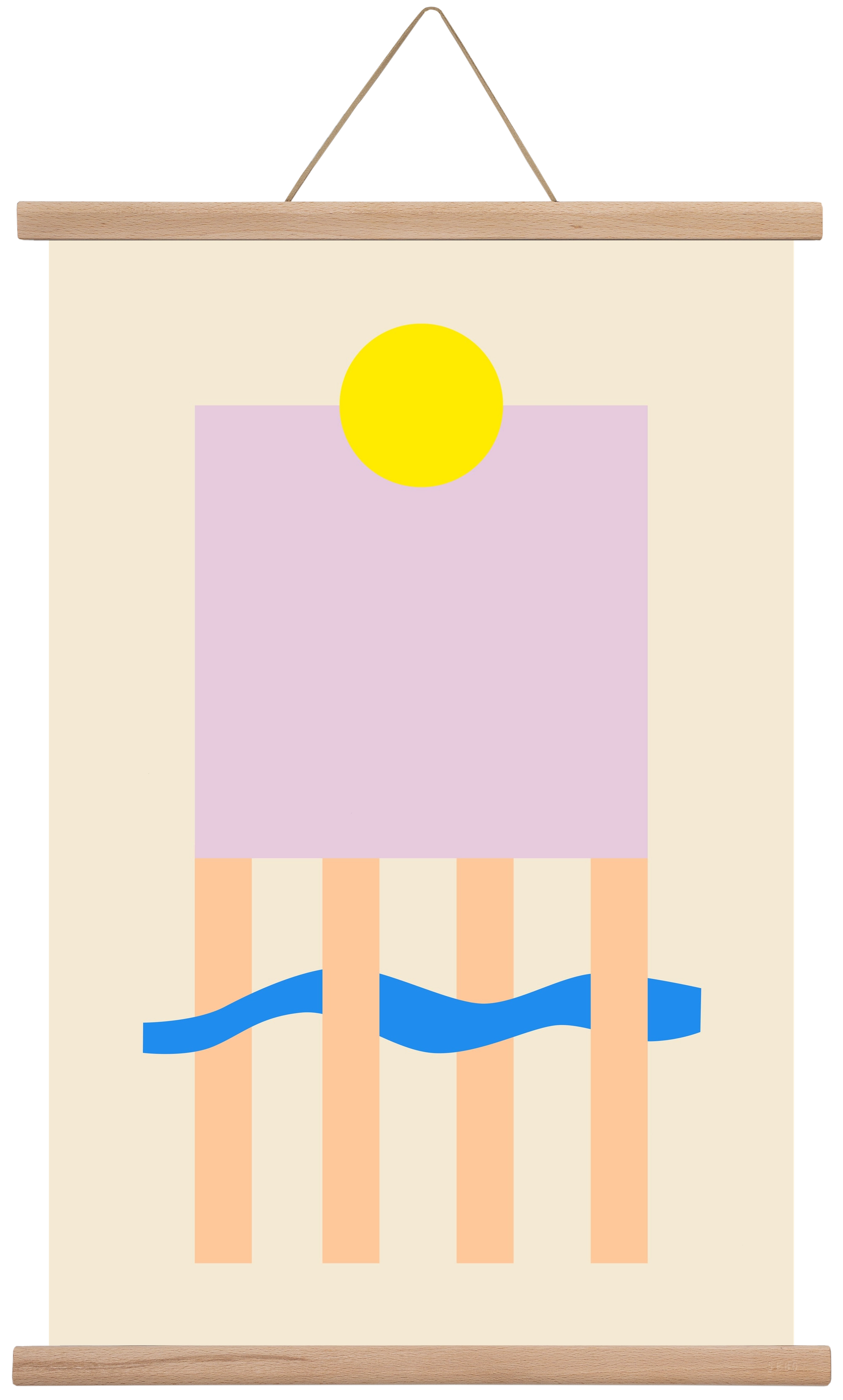 YELLOW AND LILAC, 40x60 cm (40x60 cm), Tölgy akasztó