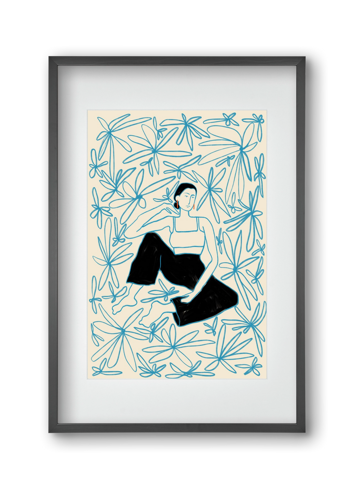 Woman in a field of flowers, 30x45 cm (20x30 cm), Fekete keret, paszpartuval