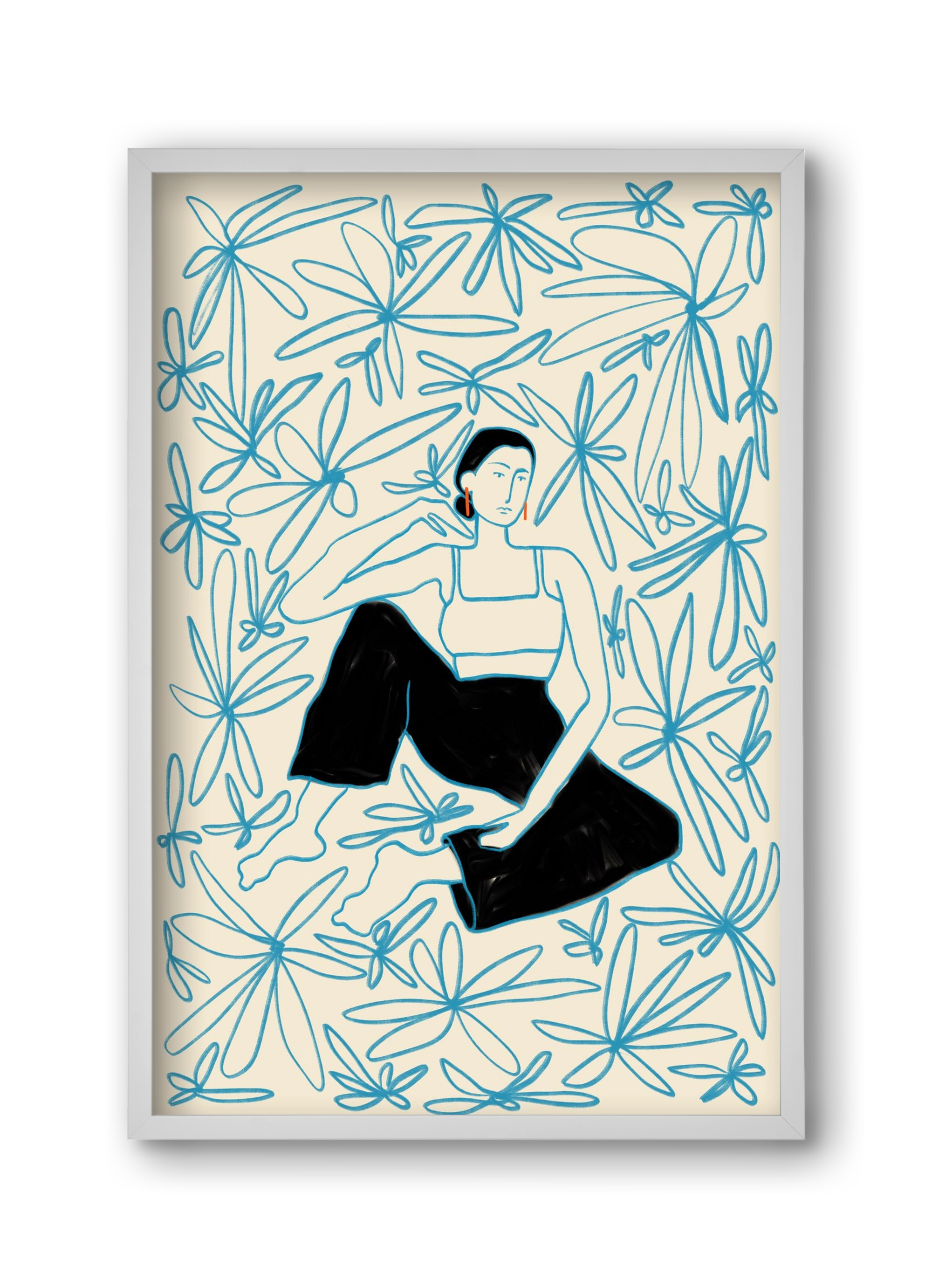 Woman in a field of flowers, 30x45 cm (30x45 cm), Fehér keret