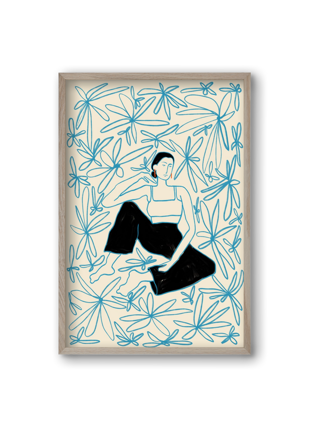 Woman in a field of flowers, 20x30 cm (20x30 cm), Tölgy keret