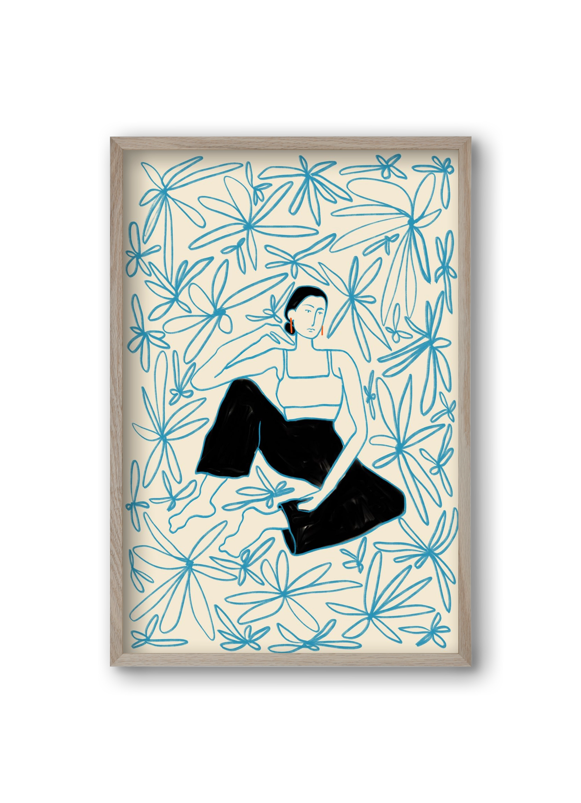 Woman in a field of flowers, 20x30 cm (20x30 cm), Tölgy keret