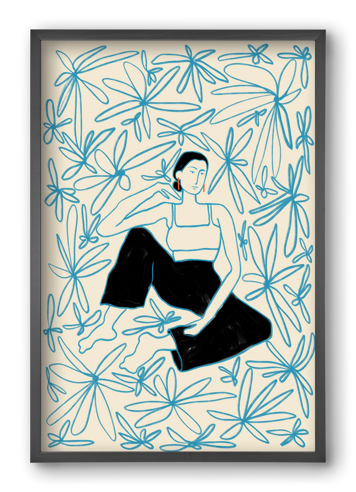 Woman in a field of flowers, 40x60 cm (40x60 cm), Fekete keret