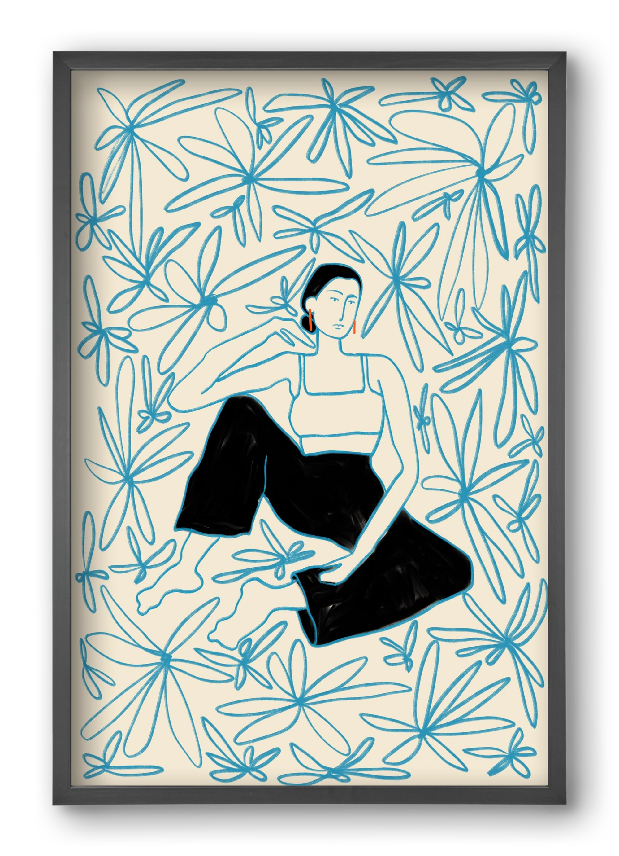 Woman in a field of flowers, 40x60 cm (40x60 cm), Fekete keret