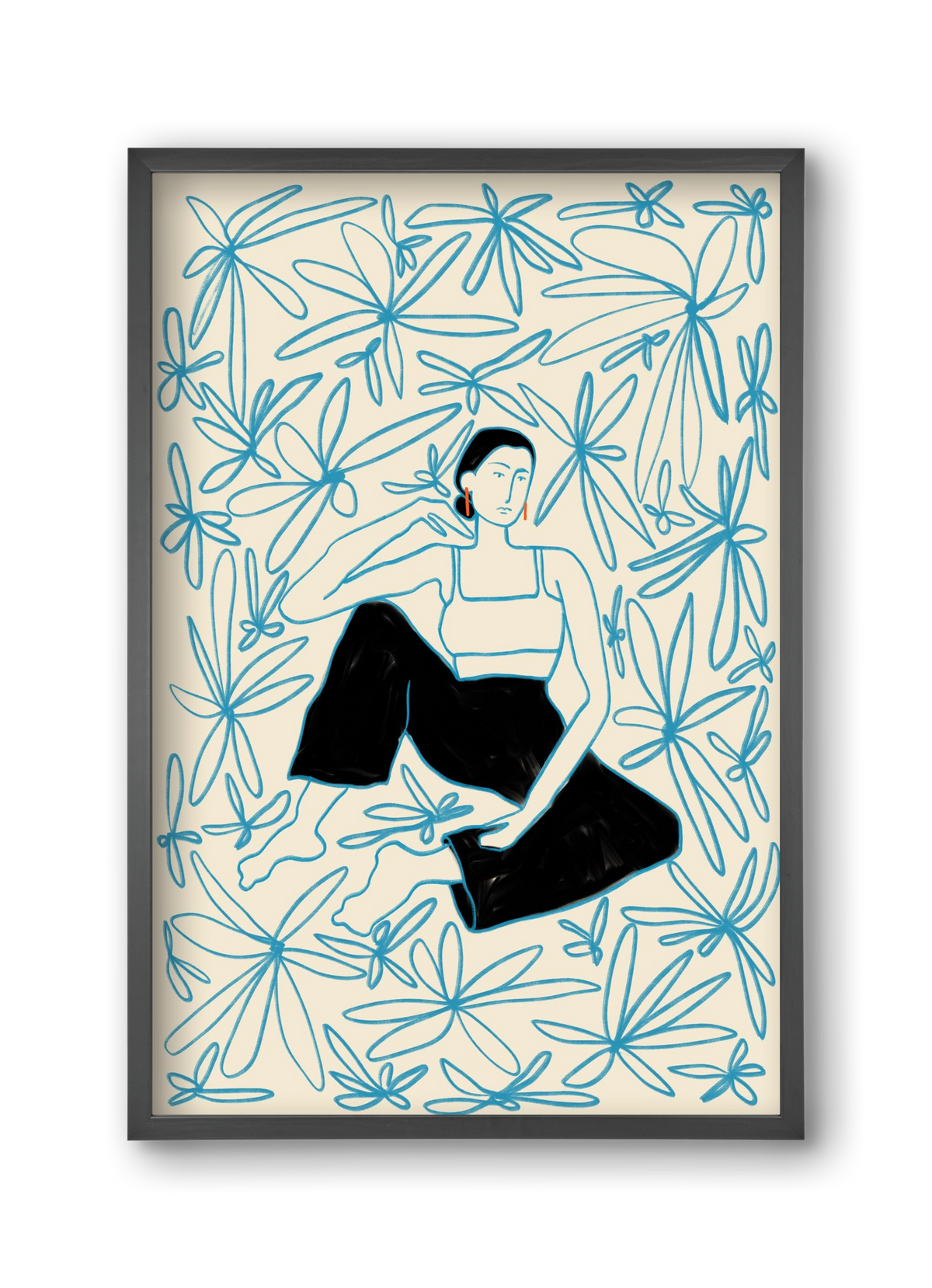 Woman in a field of flowers, 30x45 cm (30x45 cm), Fekete keret