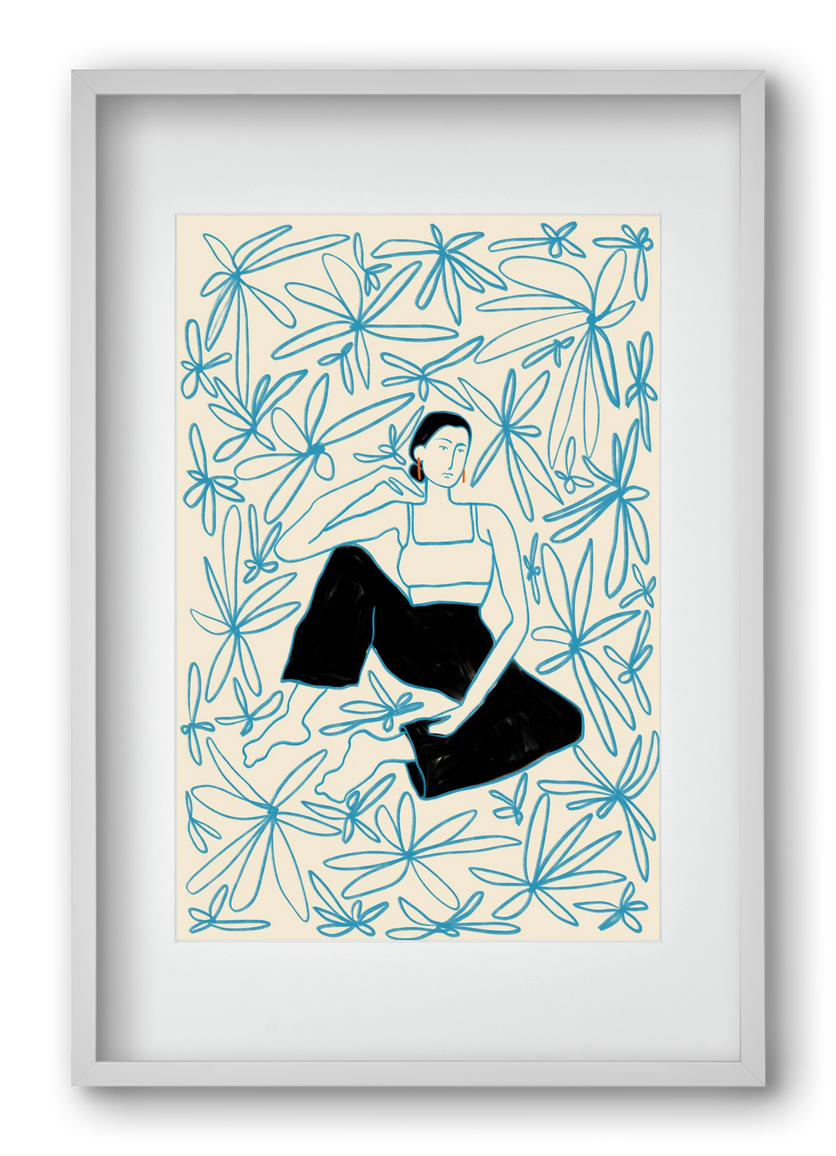 Woman in a field of flowers, 40x60 cm (30x45 cm), Fehér keret, paszpartuval